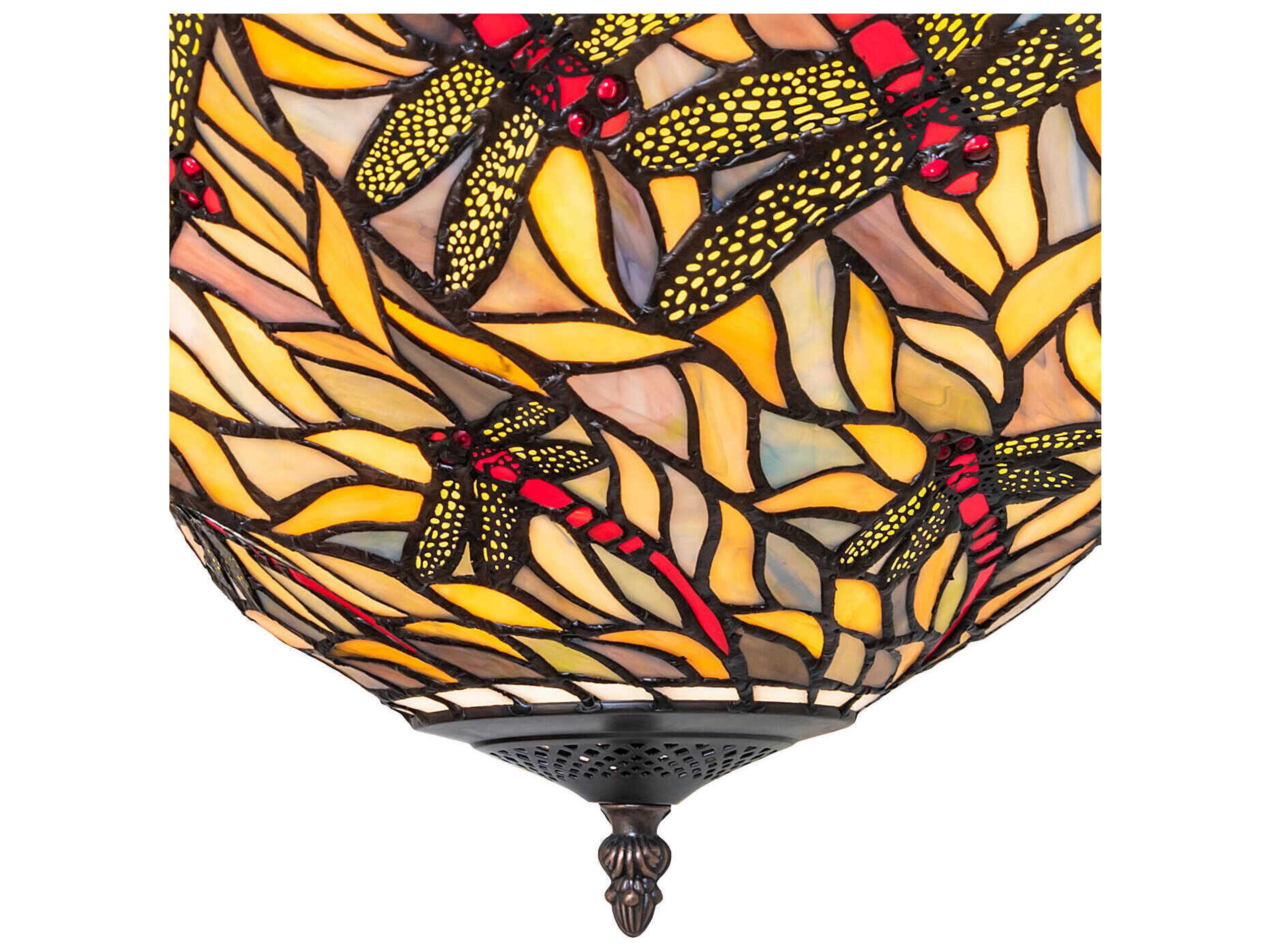 Meyda Swirling Dragonfly 3-Light Flush Mount