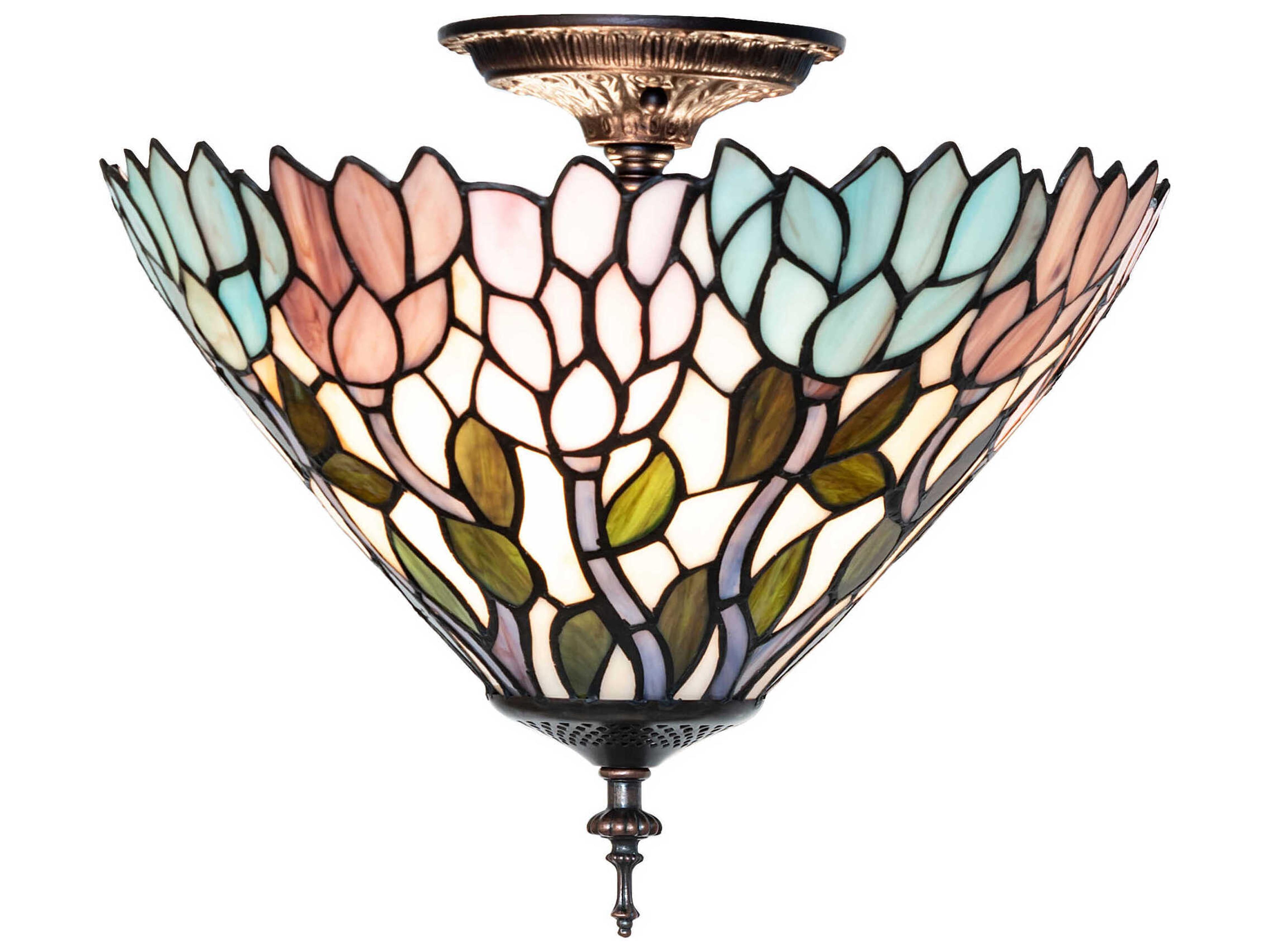 Wisteria 3-Light Petal Pink / Amethyst Blue Flush Mount