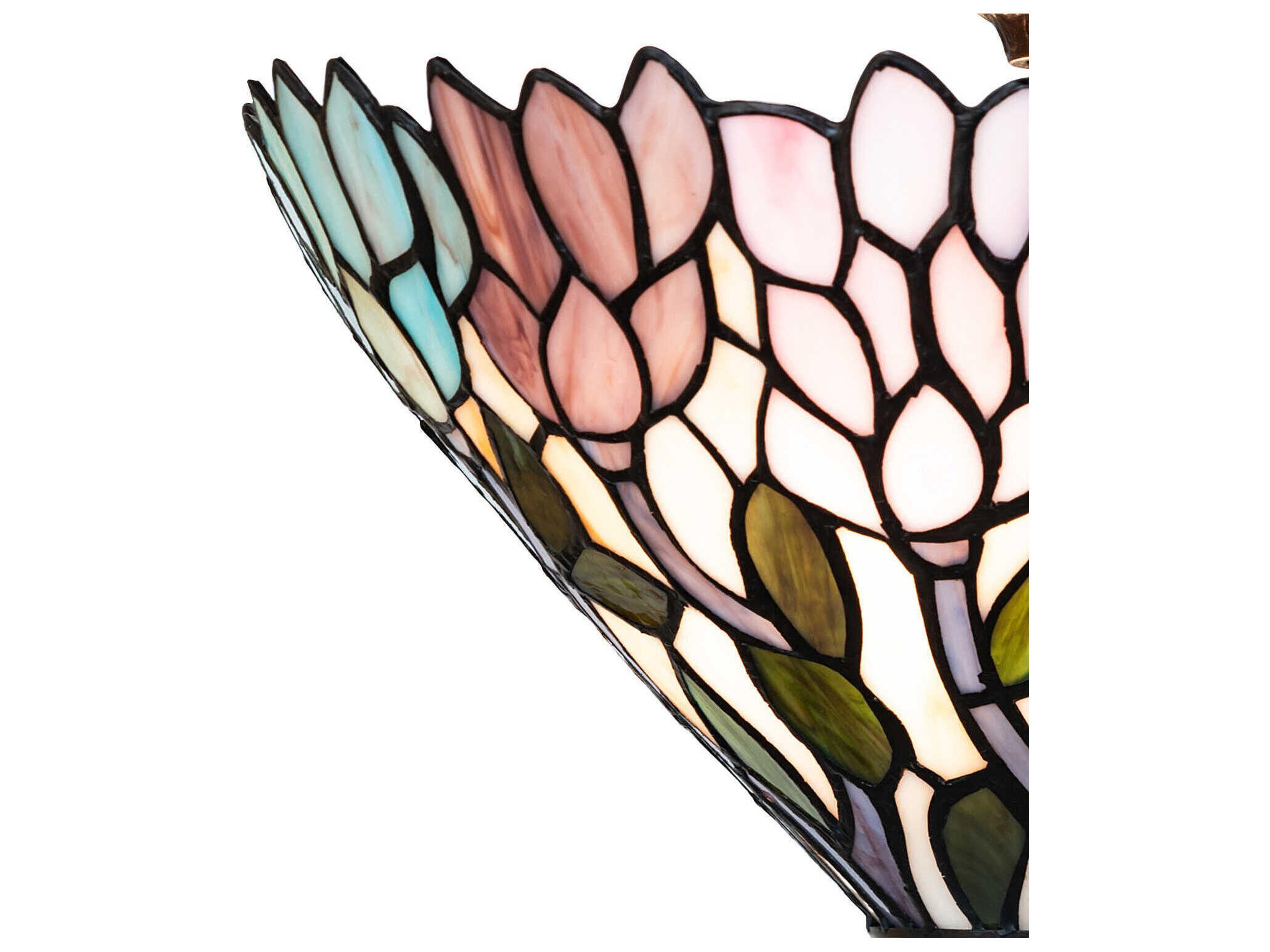 Meyda Wisteria 3-Light Petal Pink / Amethyst Blue Flush Mount