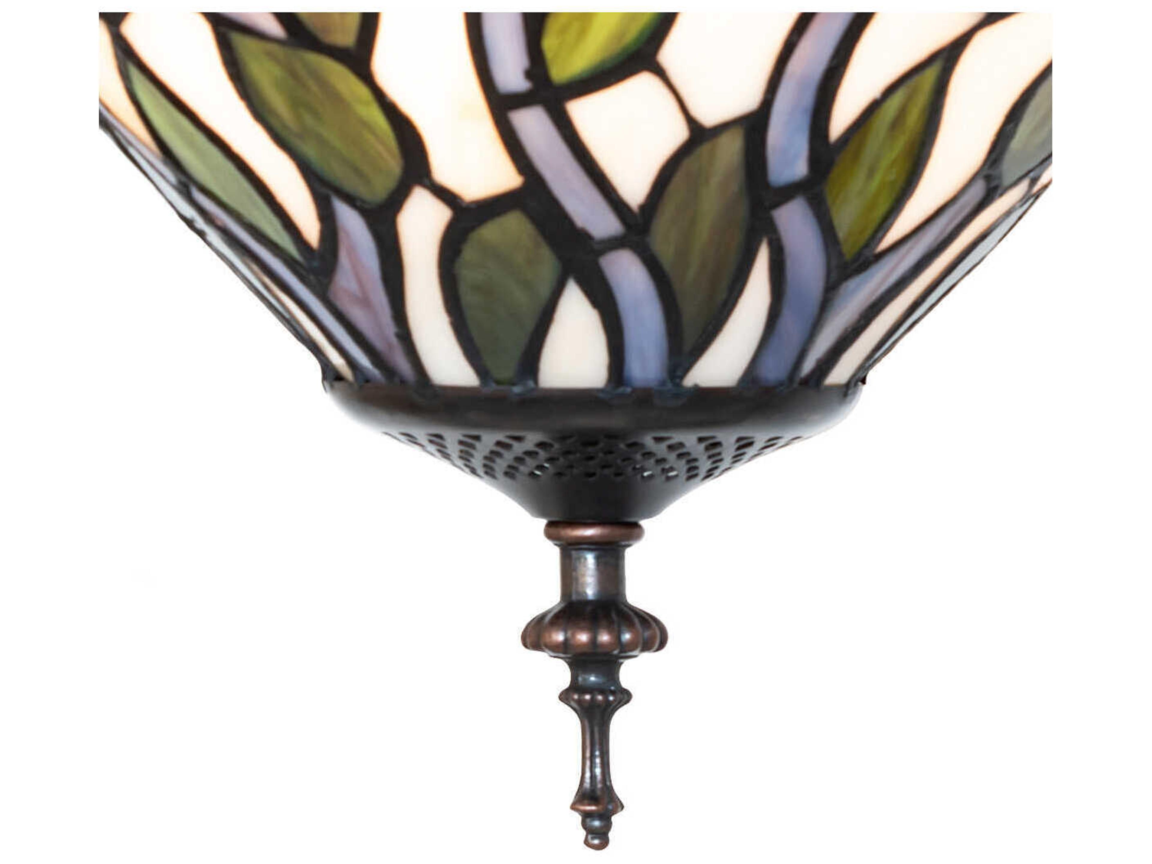 Meyda Wisteria 3-Light Petal Pink / Amethyst Blue Flush Mount