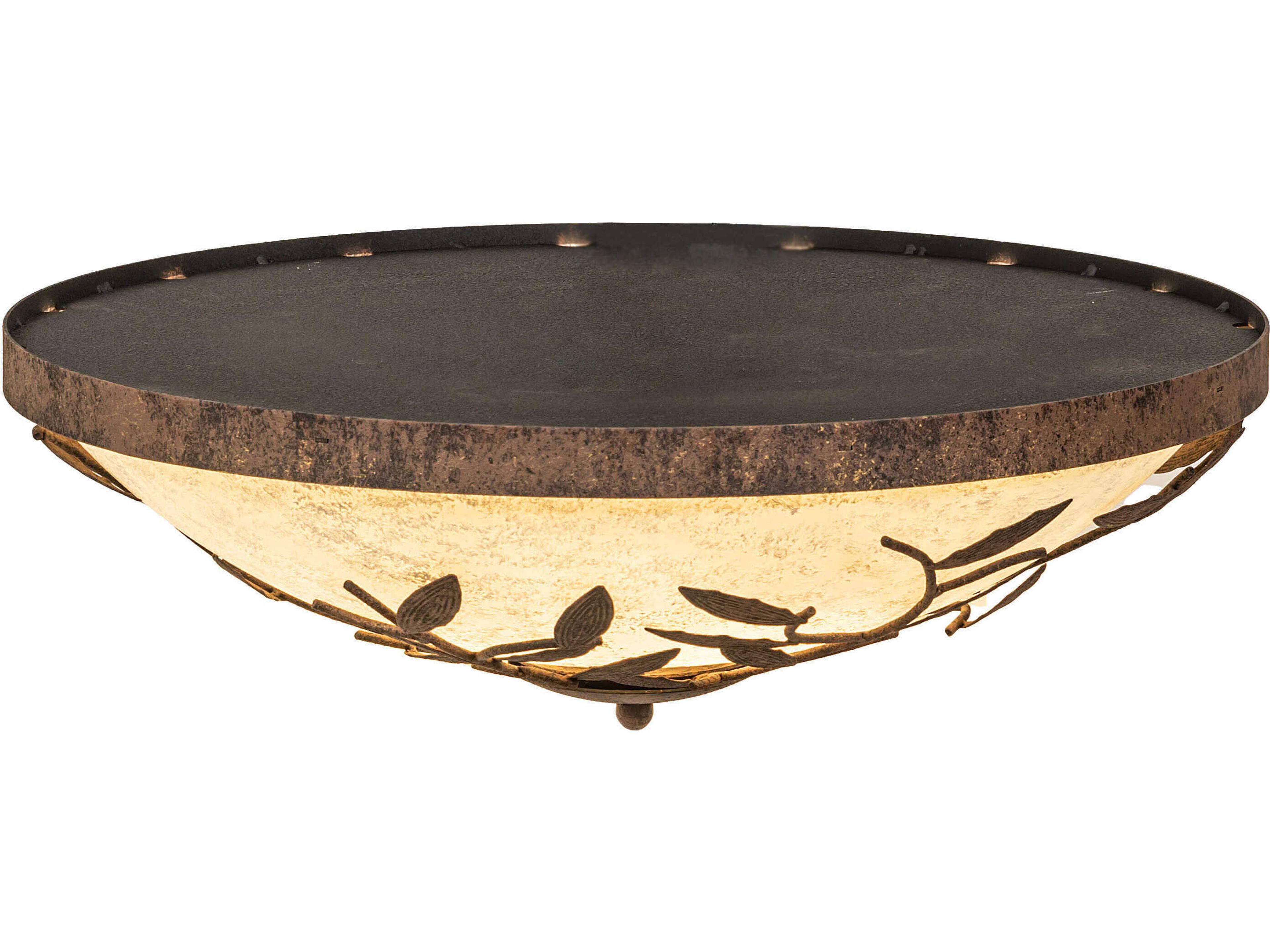 Meyda Branches 3-Light Antiquity Bronze Bowl Round Flush Mount