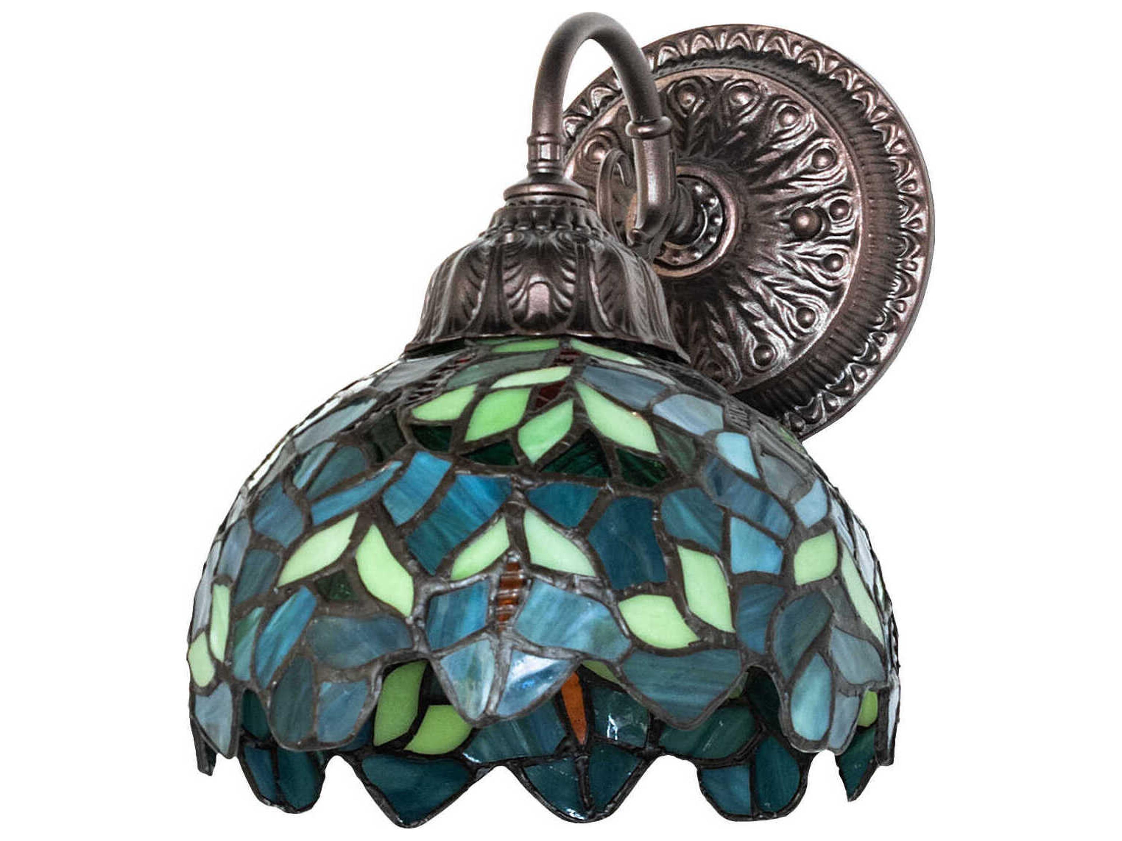 Meyda Nightfall Wisteria 1-Light Stained Glass Wall Sconce
