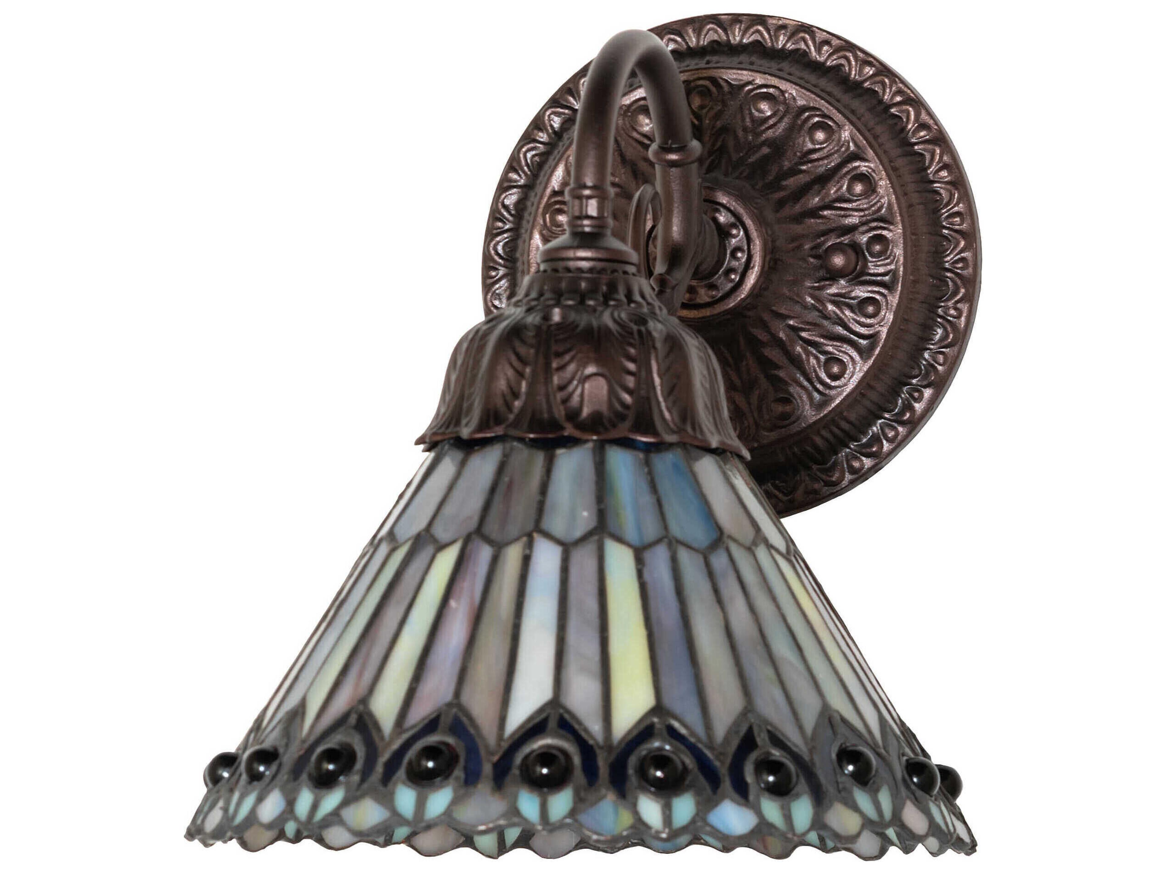 Meyda Tiffany Jeweled Peacock 1-Light Mahogany Bronze Wall Sconce