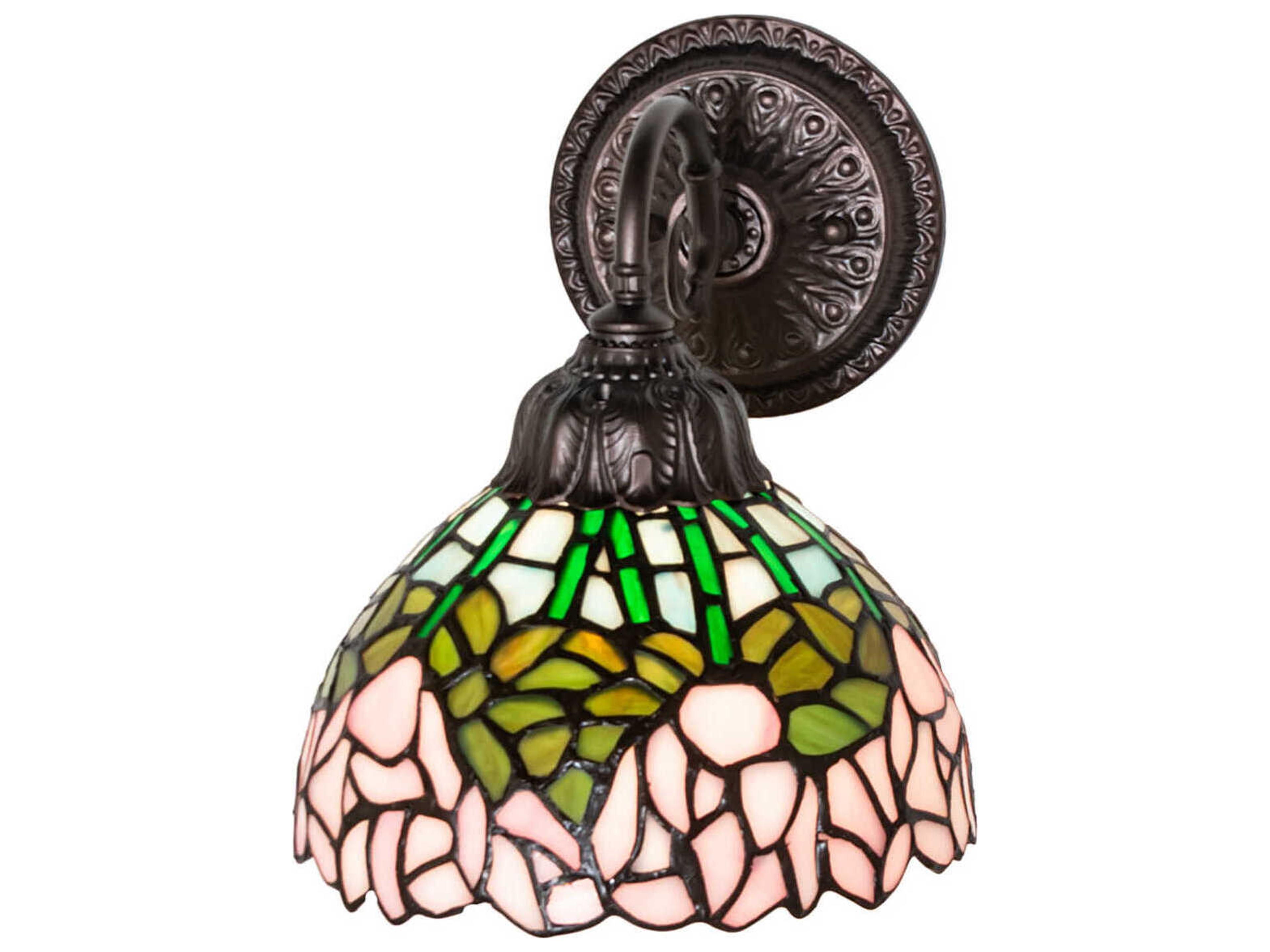 Meyda Tiffany Cabbage Rose 1-Light Mahogany Bronze Wall Sconce