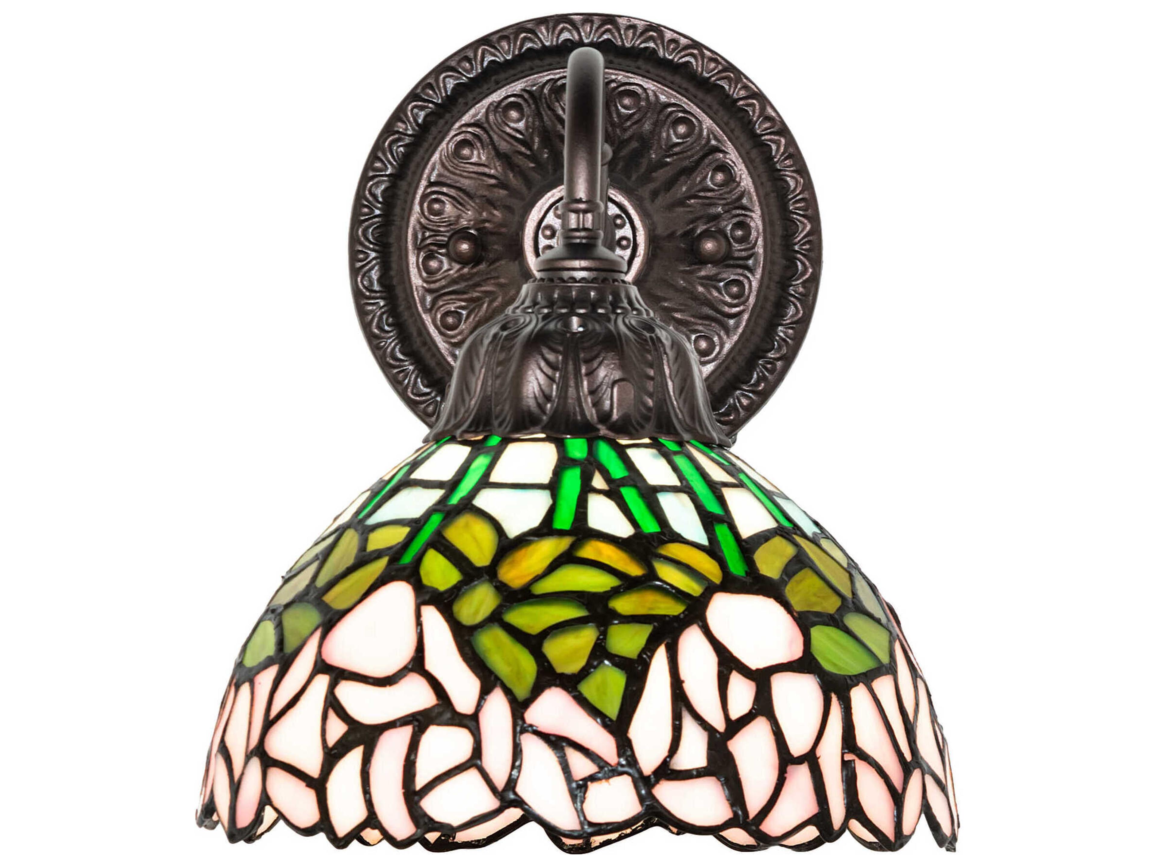 Meyda Tiffany Cabbage Rose 1-Light Mahogany Bronze Wall Sconce