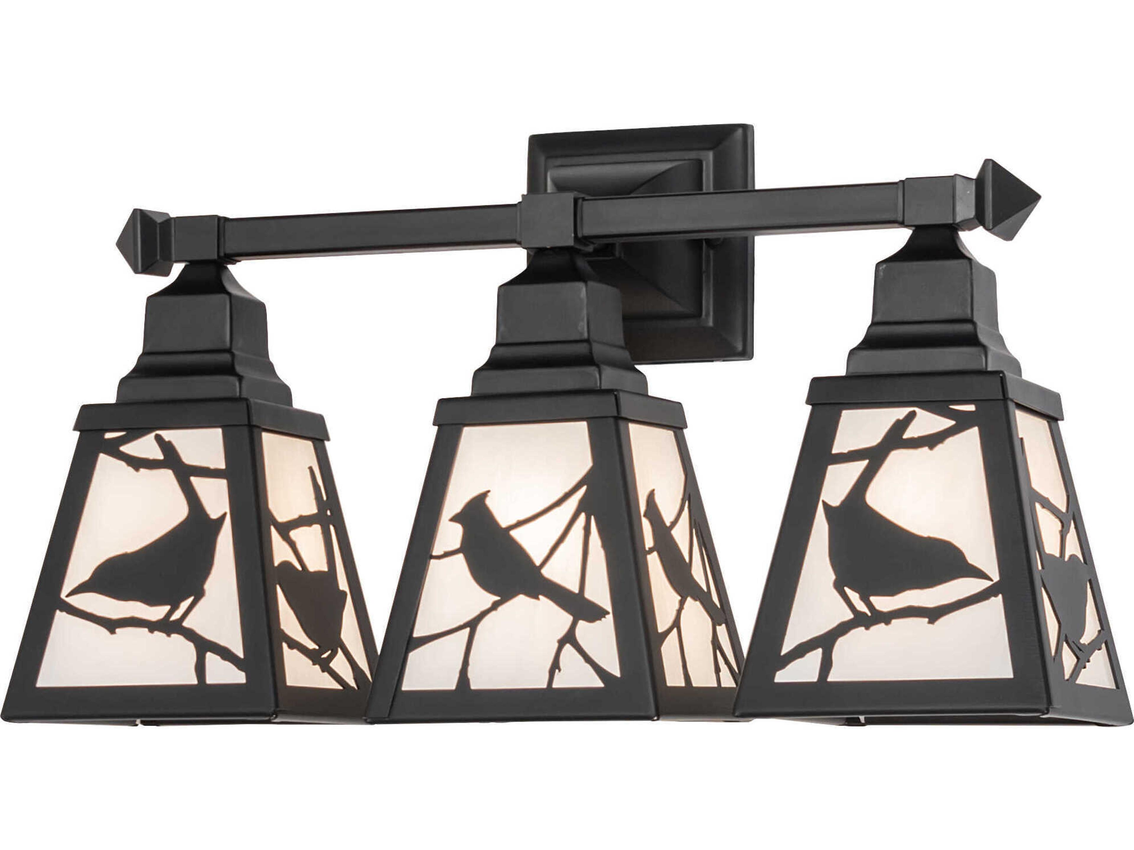 Song Bird Tall Solar Black Vanity Light