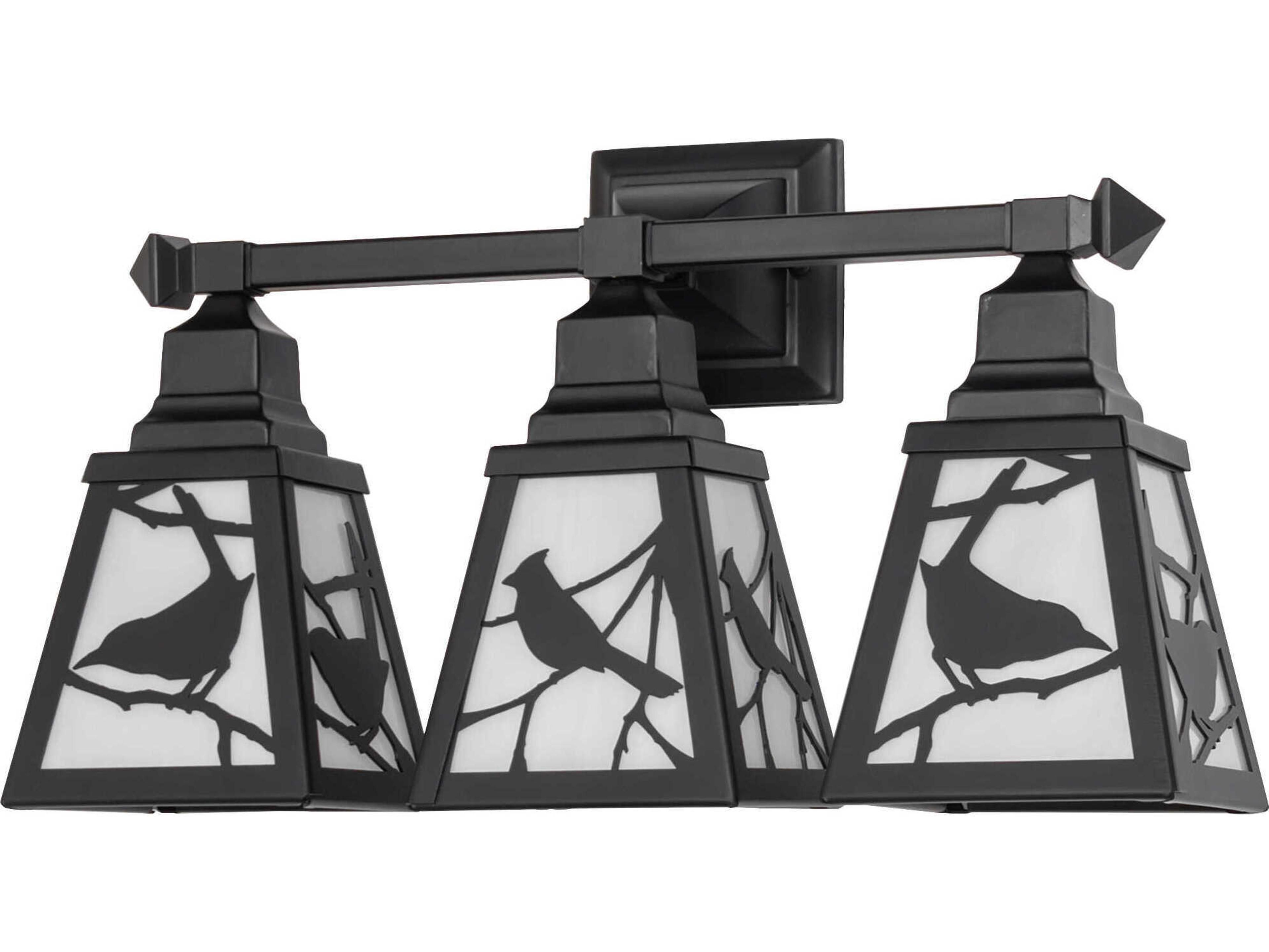 Meyda Song Bird Tall Solar Black Vanity Light