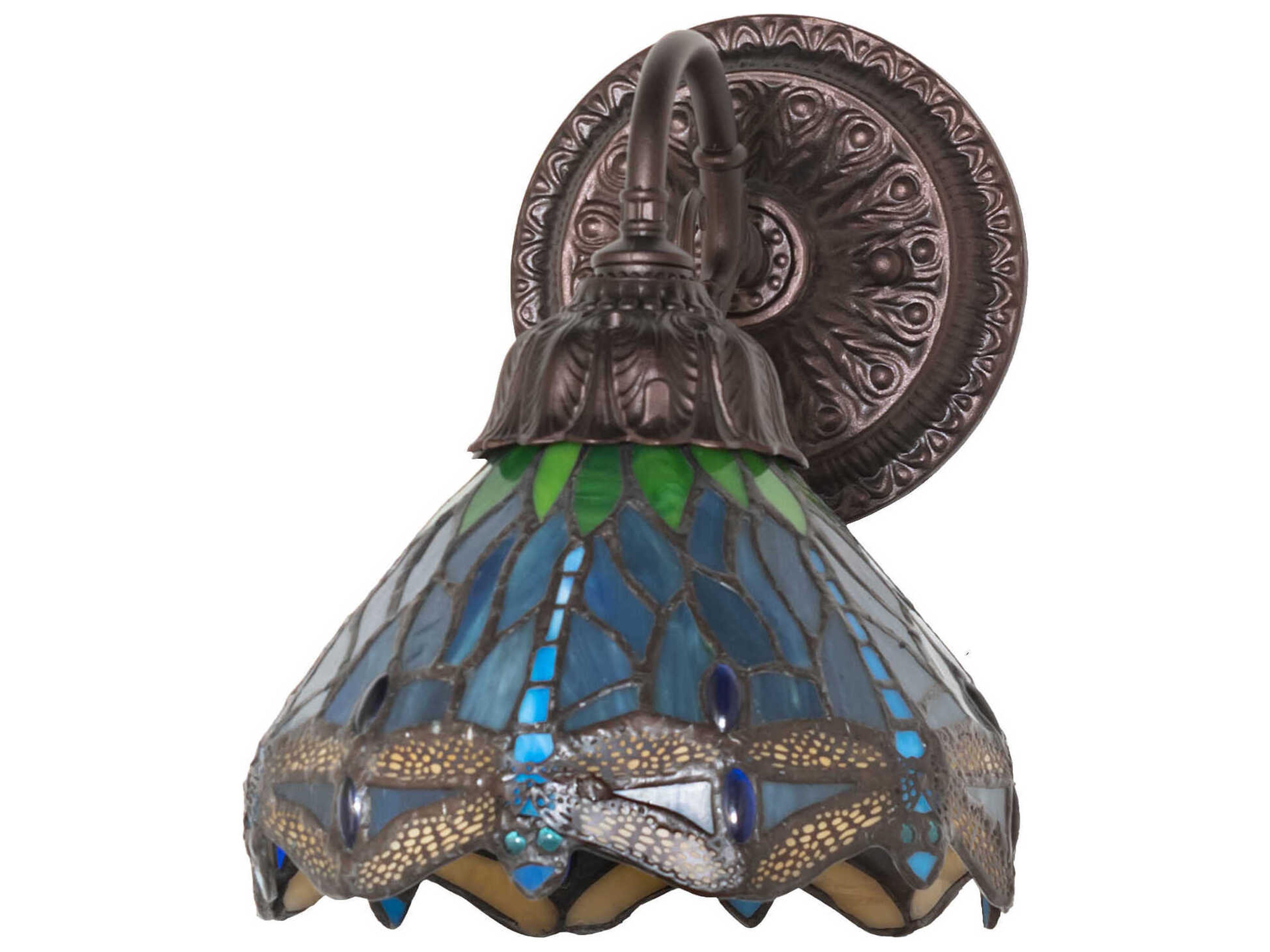 Meyda Tiffany Hanginghead Dragonfly 1-Light Mahogany Bronze Wall Sconce