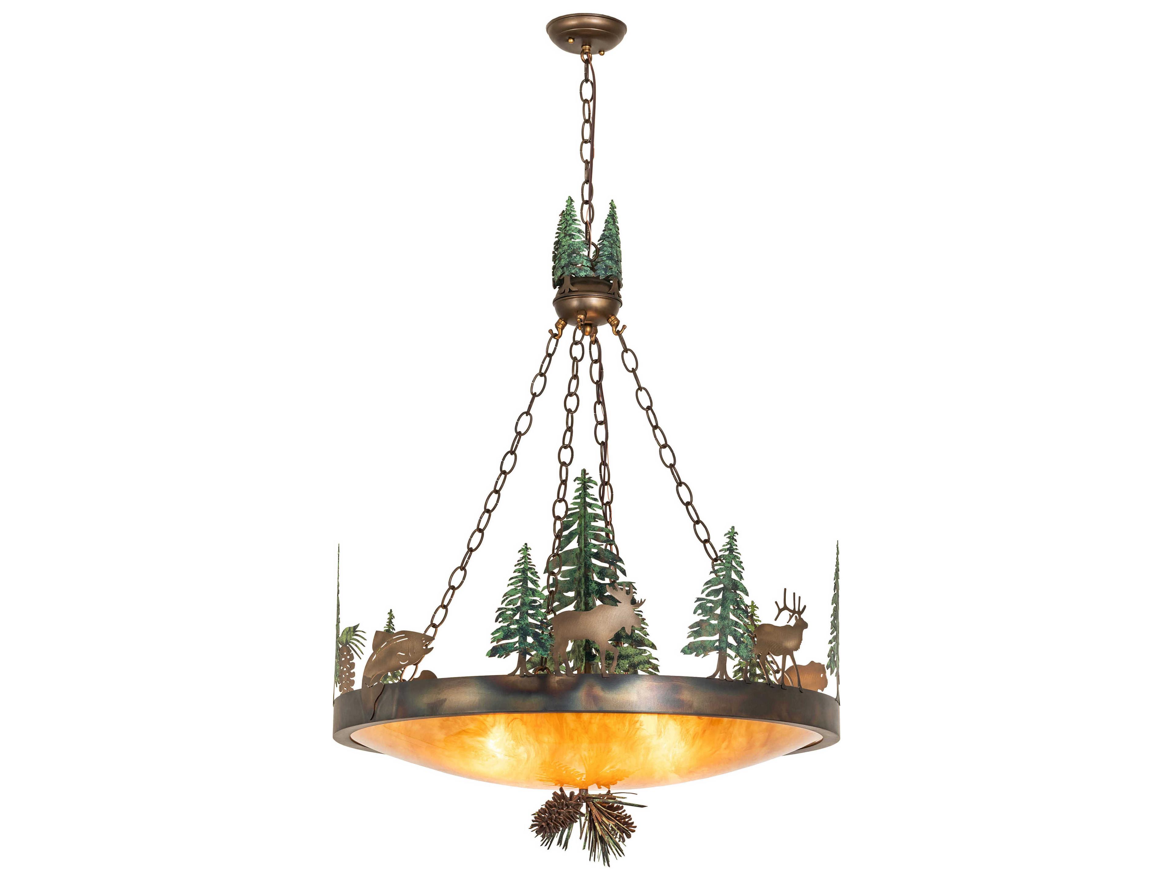 Meyda Wildlife at Dusk 4-Light Dark Burnished Antique Copper Pendant