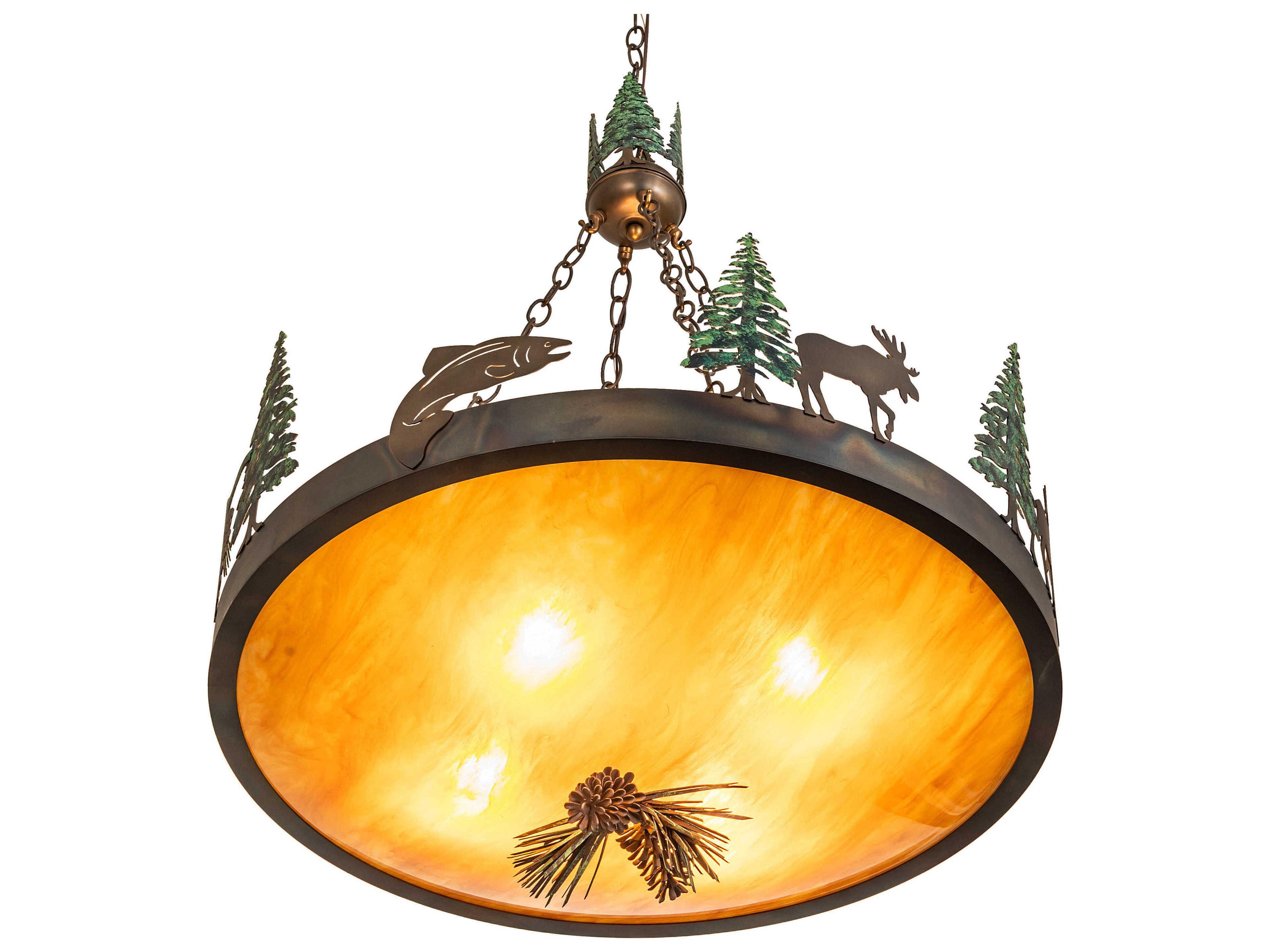 Meyda Wildlife at Dusk 4-Light Dark Burnished Antique Copper Pendant