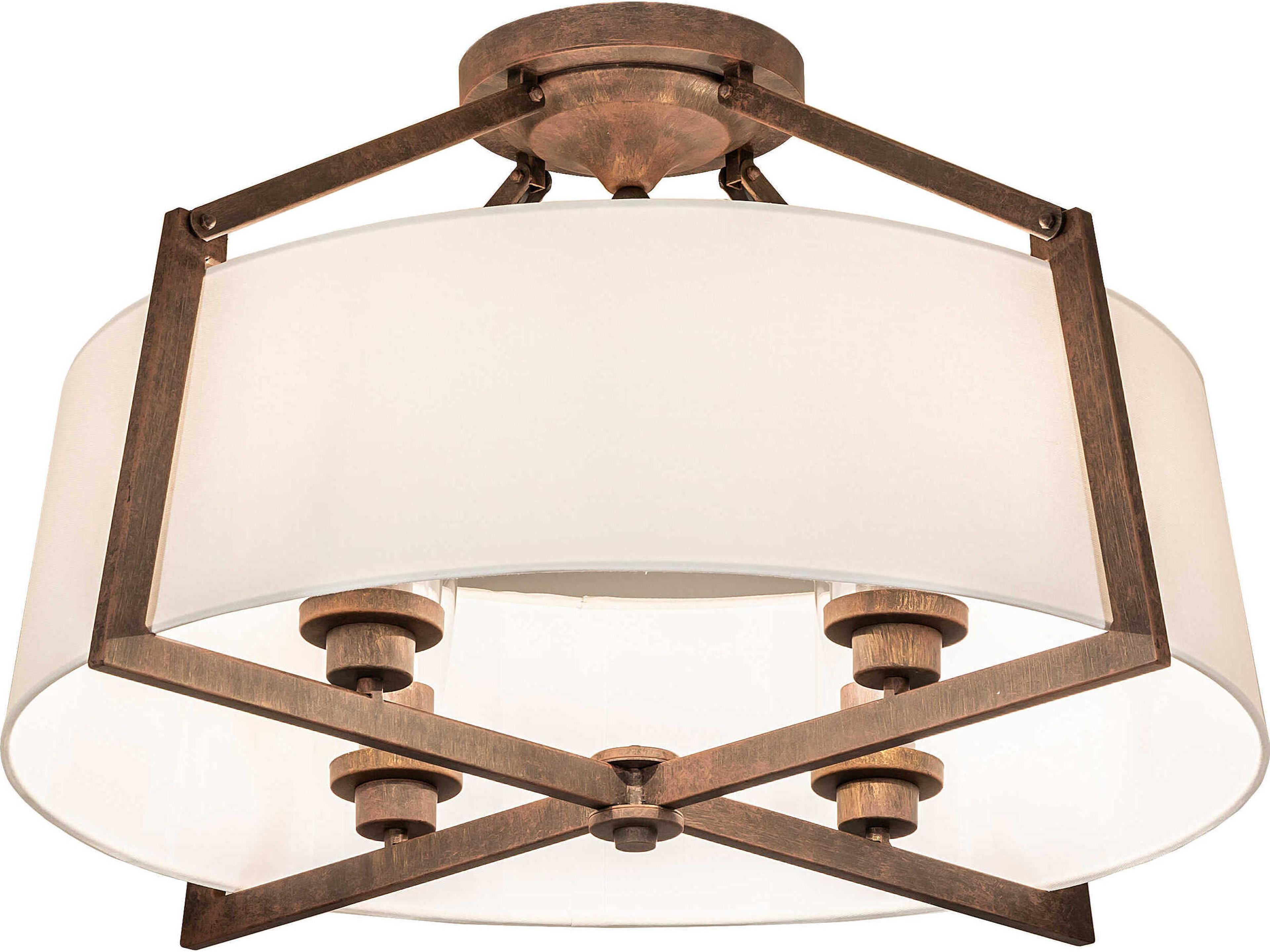 Cilindro 4-Light Cortez Gold Drum Semi Flush Mount