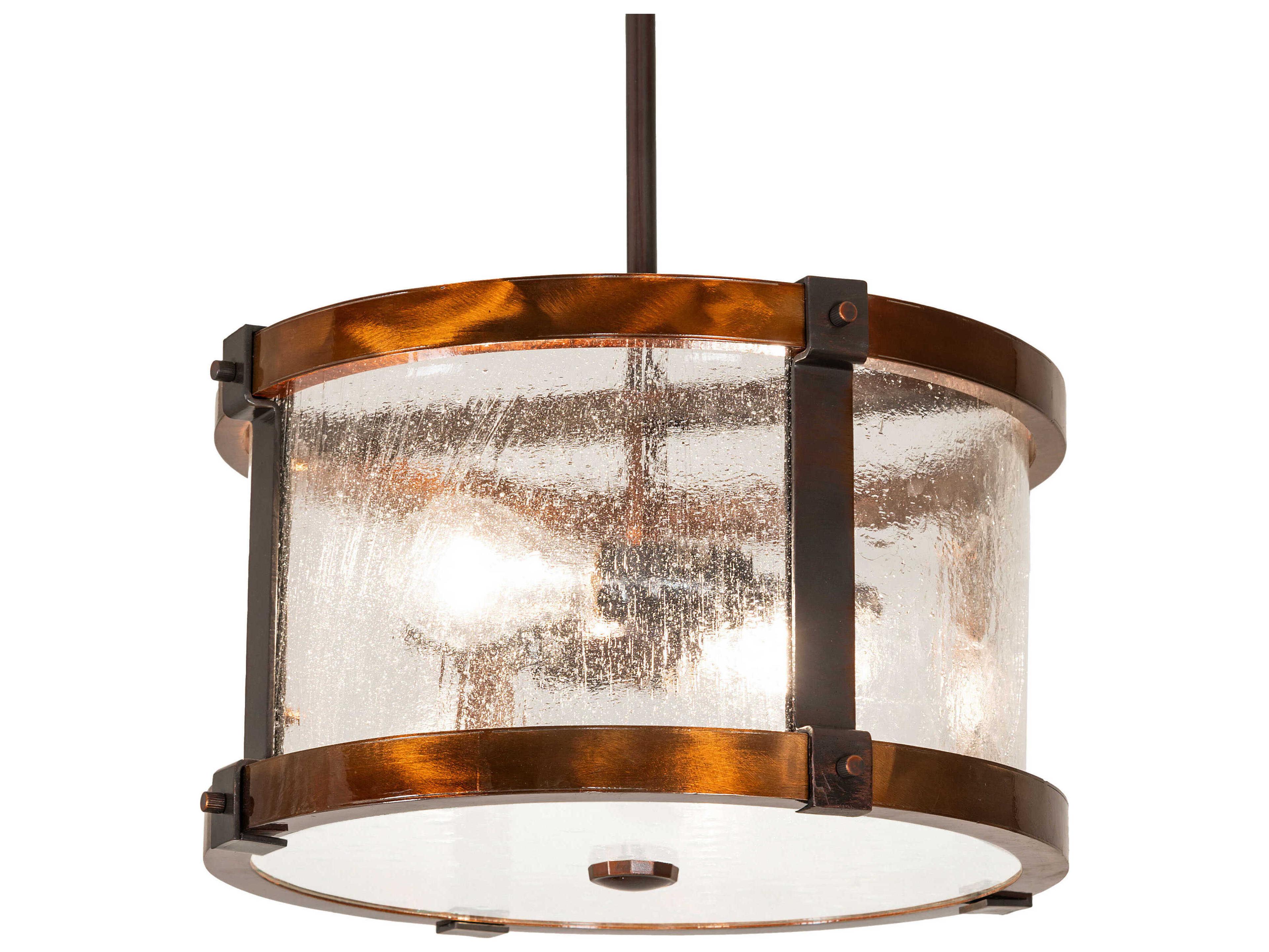 Cilindro 2-Light Trans Copper Old Pot Gold Drum Pendant