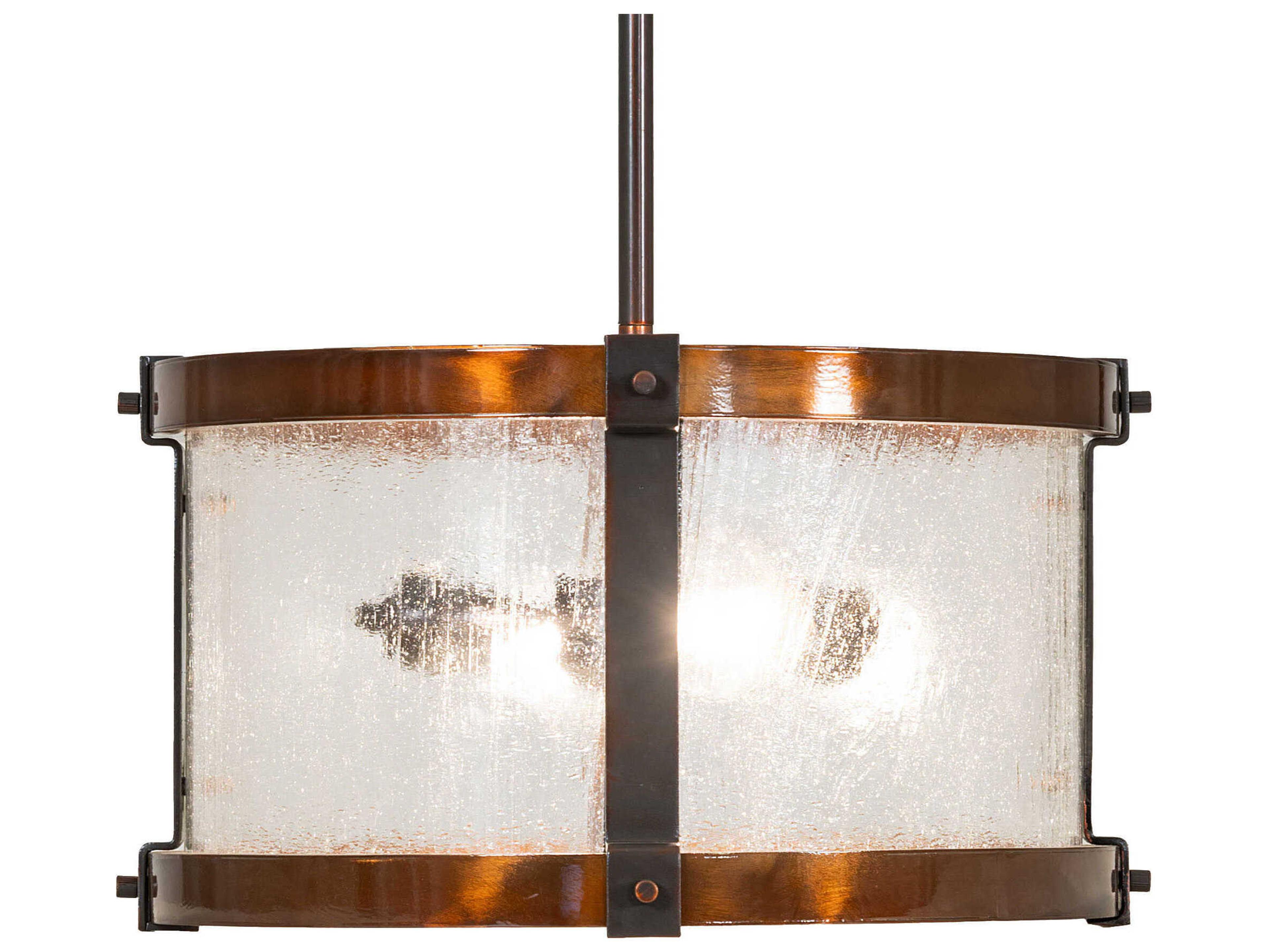 Meyda Cilindro 2-Light Trans Copper Old Pot Gold Drum Pendant