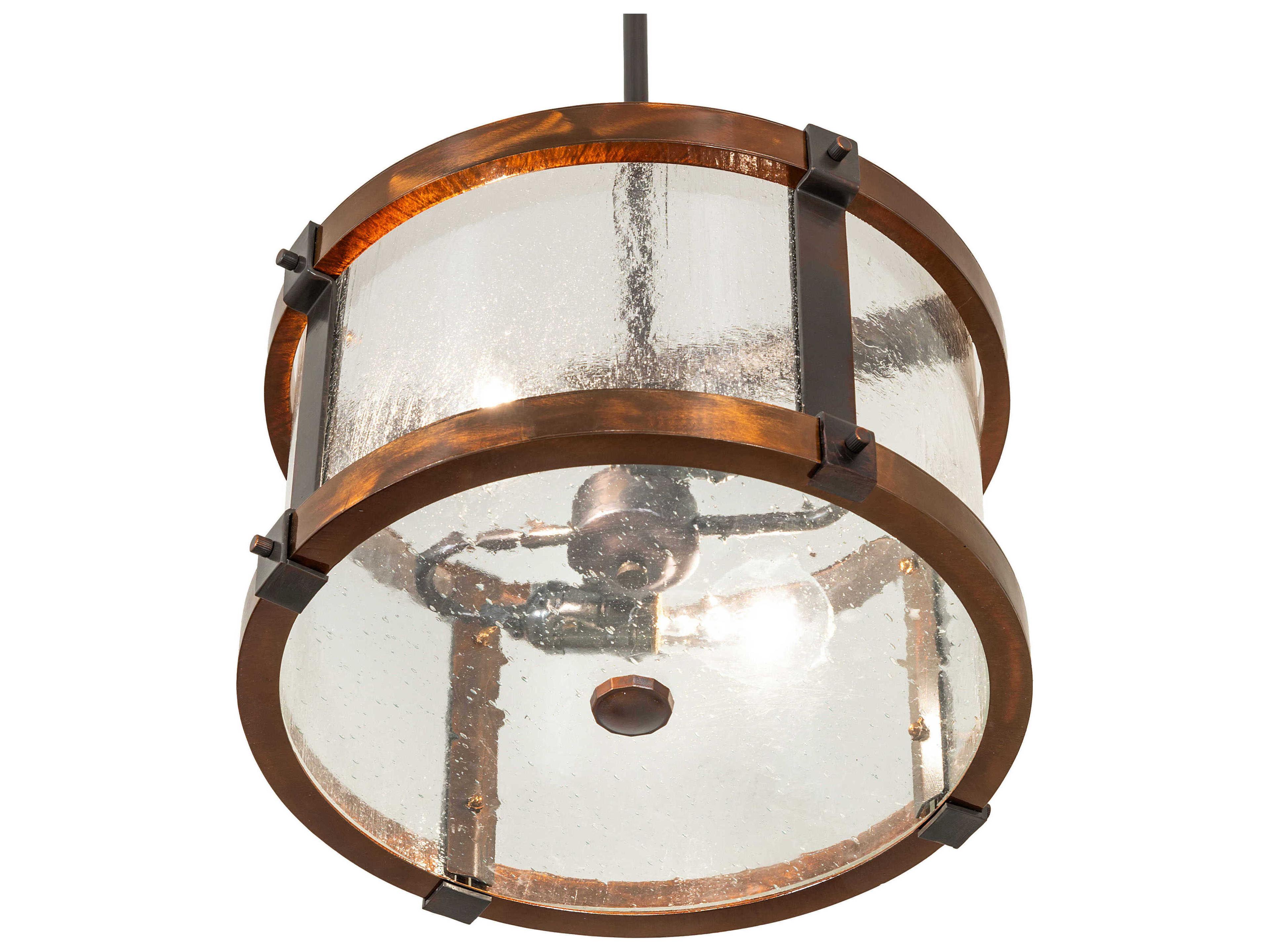Meyda Cilindro 2-Light Trans Copper Old Pot Gold Drum Pendant