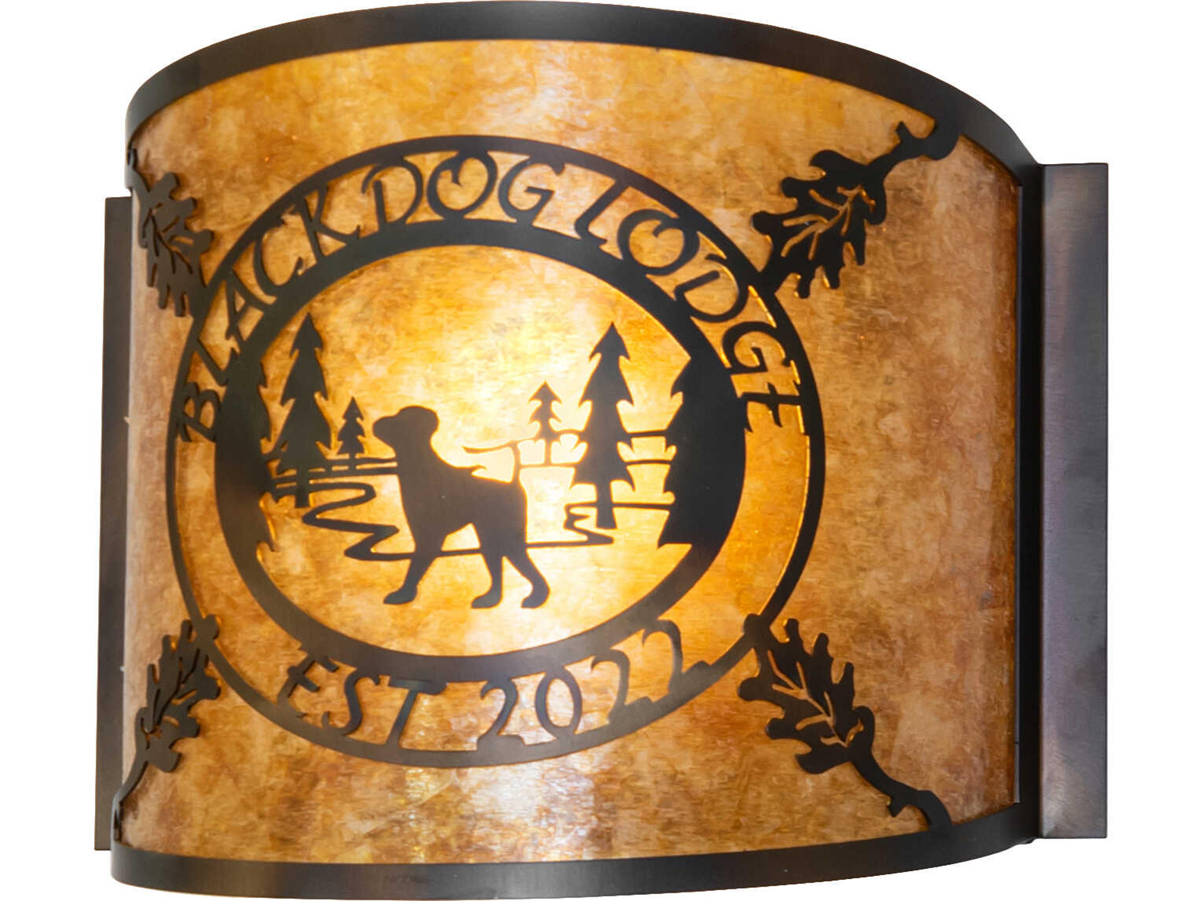 Personalized 1-Light Amber Mica Copper Wall Sconce