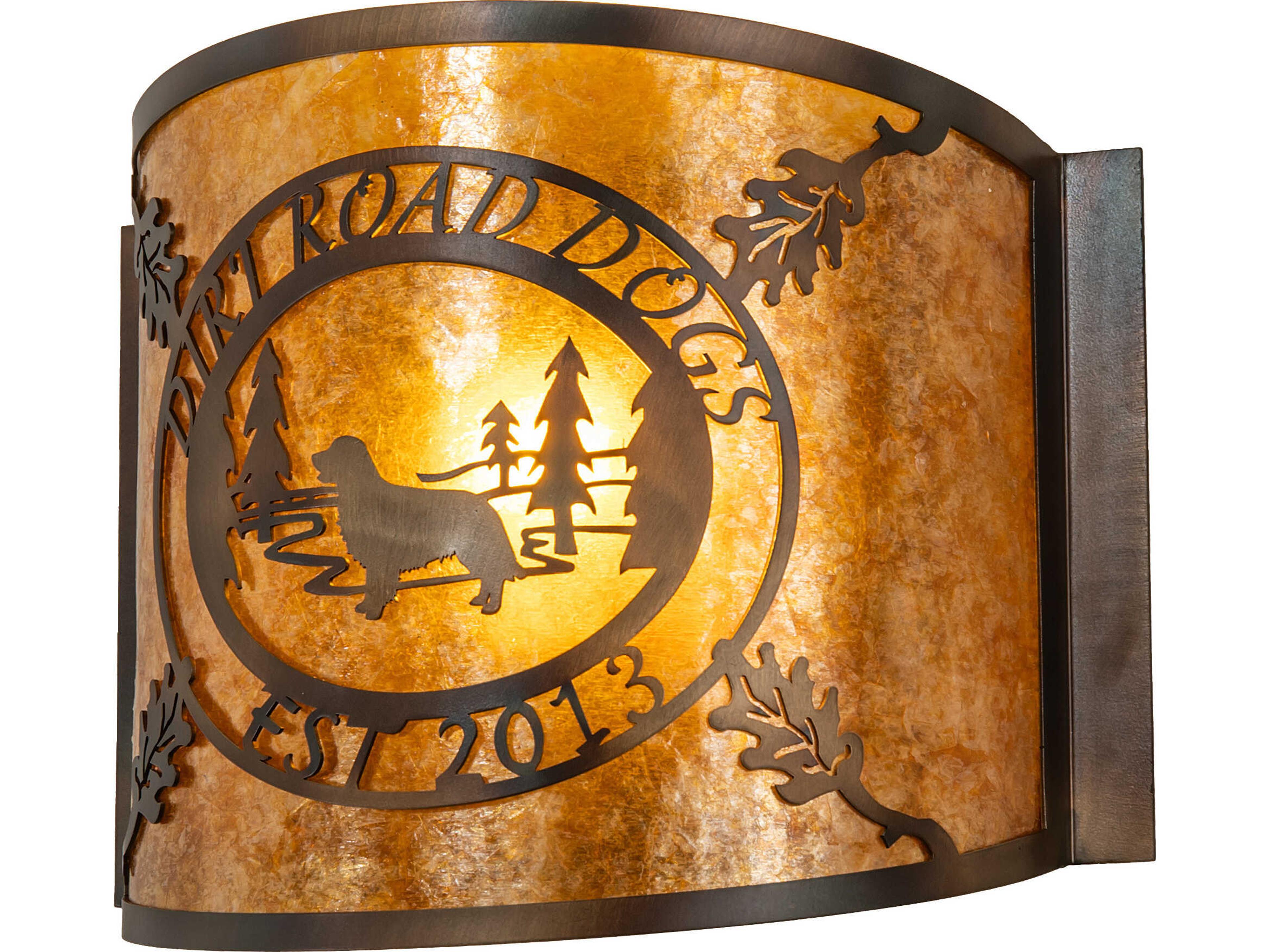 Personalized 1-Light Amber Mica Copper Wall Sconce