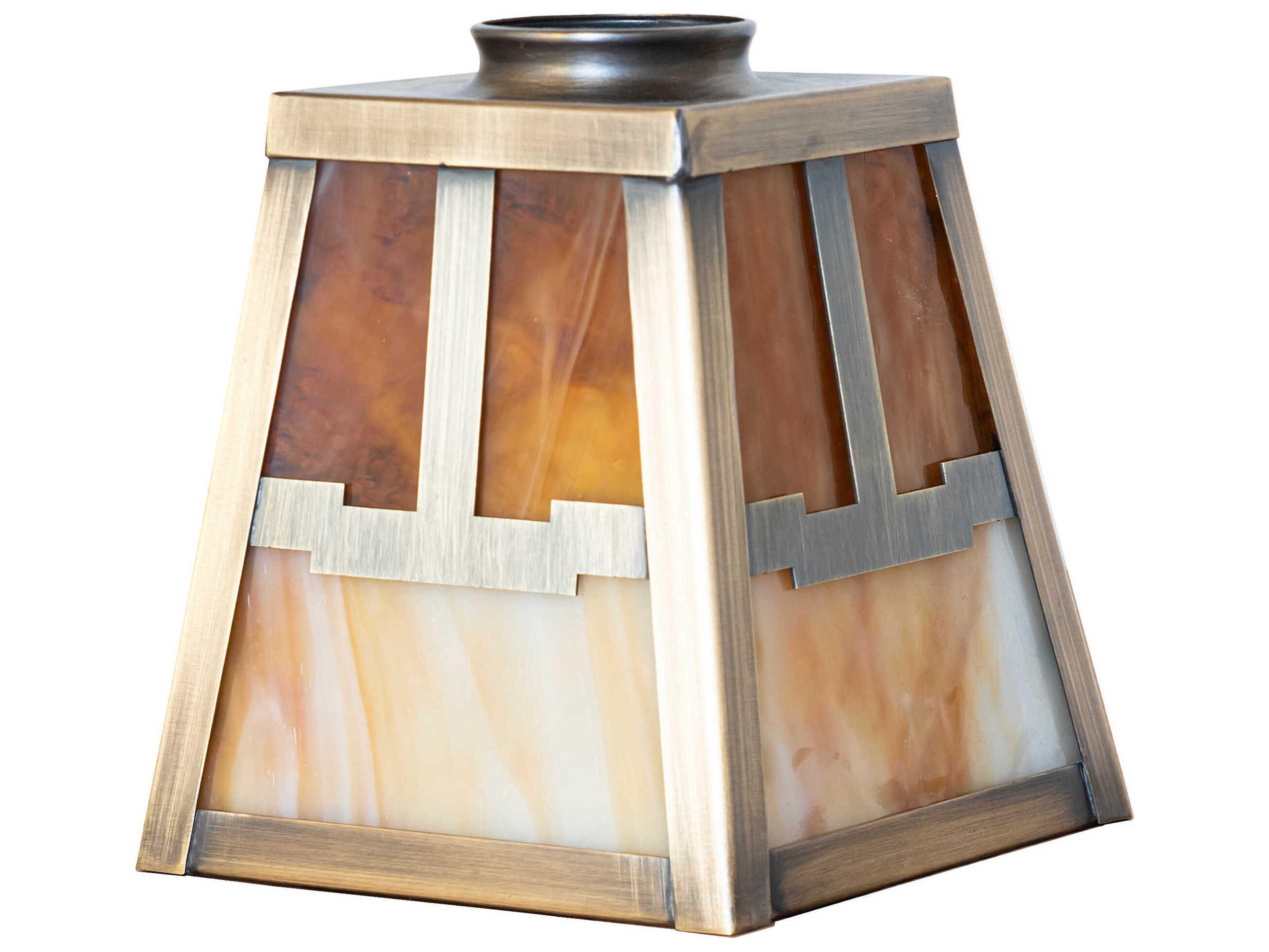 Meyda Mission Honey Amber / Beige Flemish Art Glass Shade