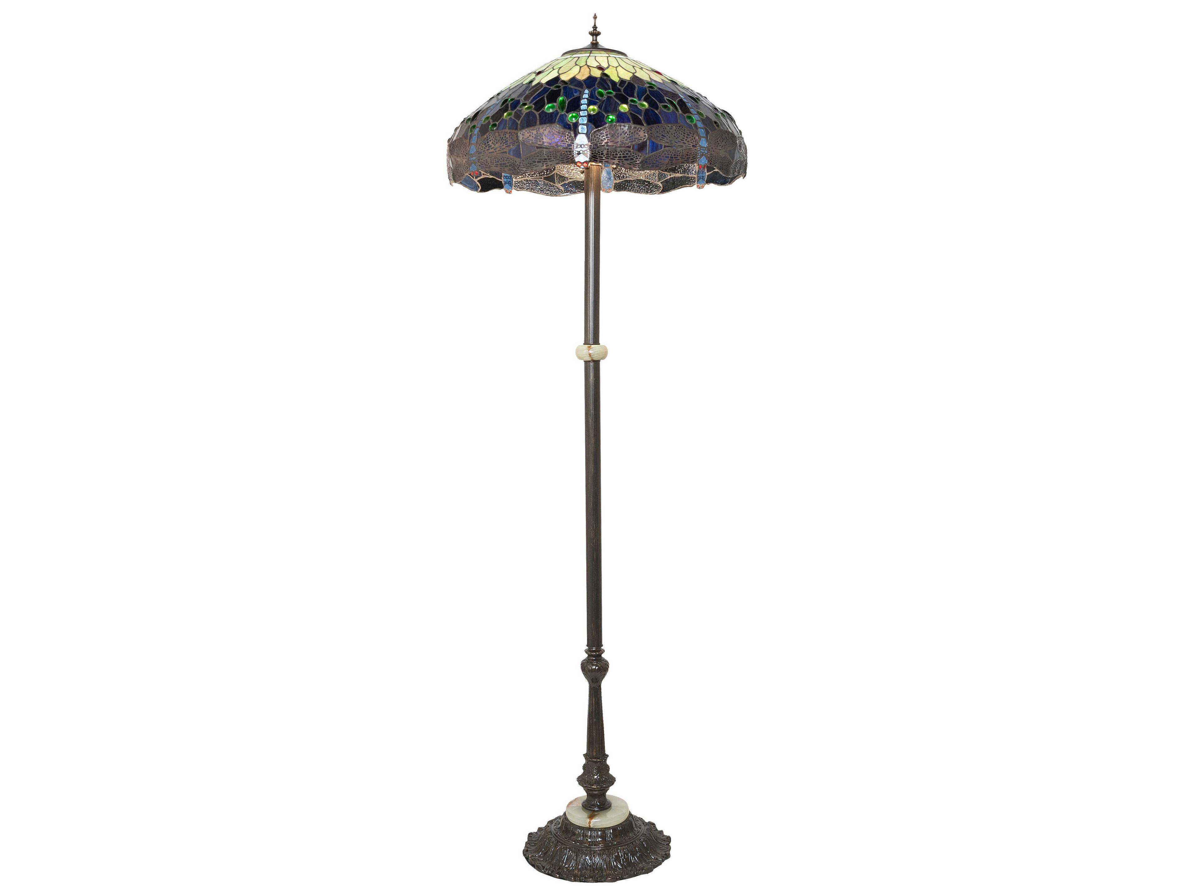 Tiffany Hanginghead Dragonfly Stained Glass Floor Lamp