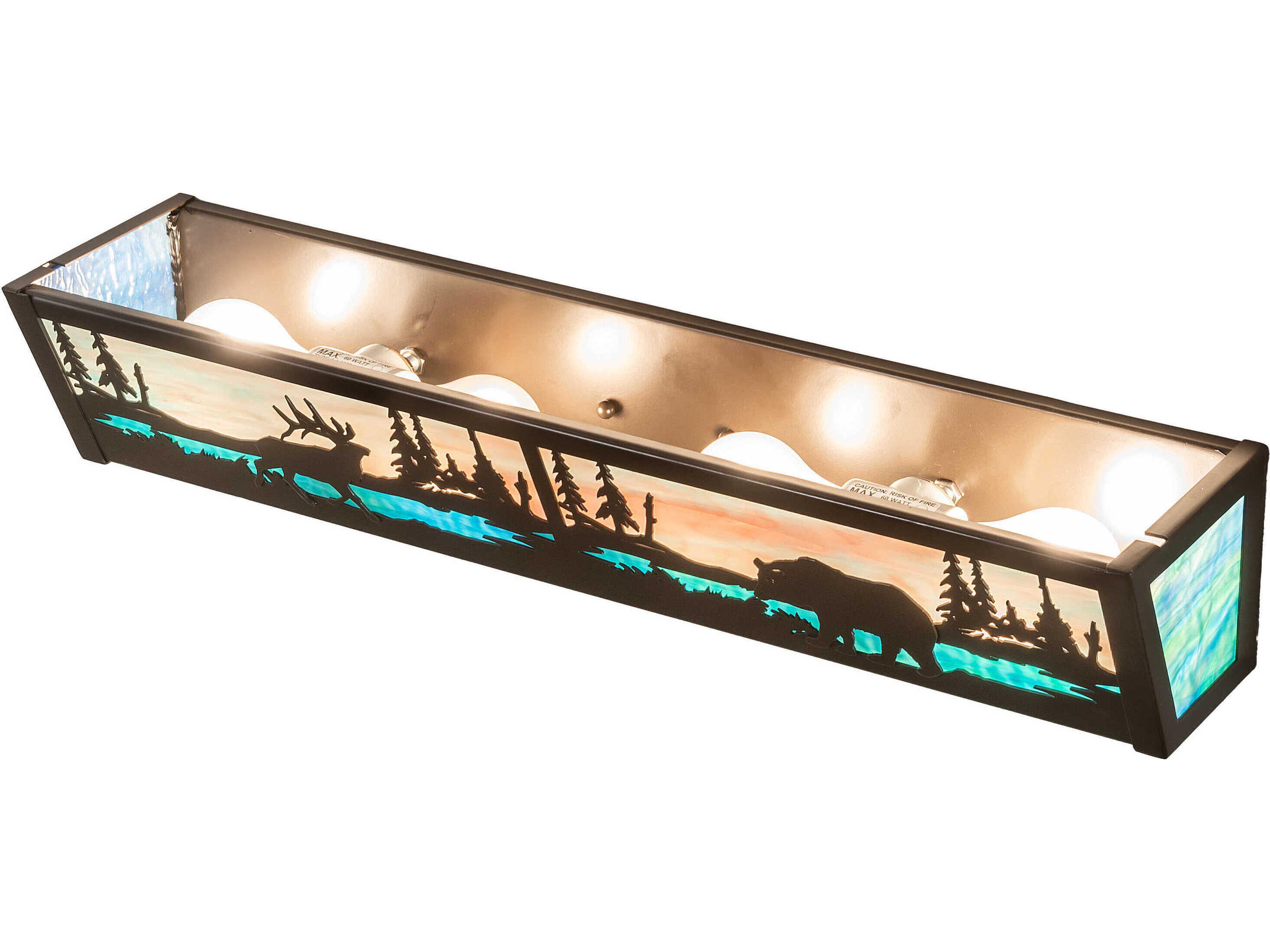 Meyda Elk & Black Bear 4-Light Timeless Bronze Vanity Light