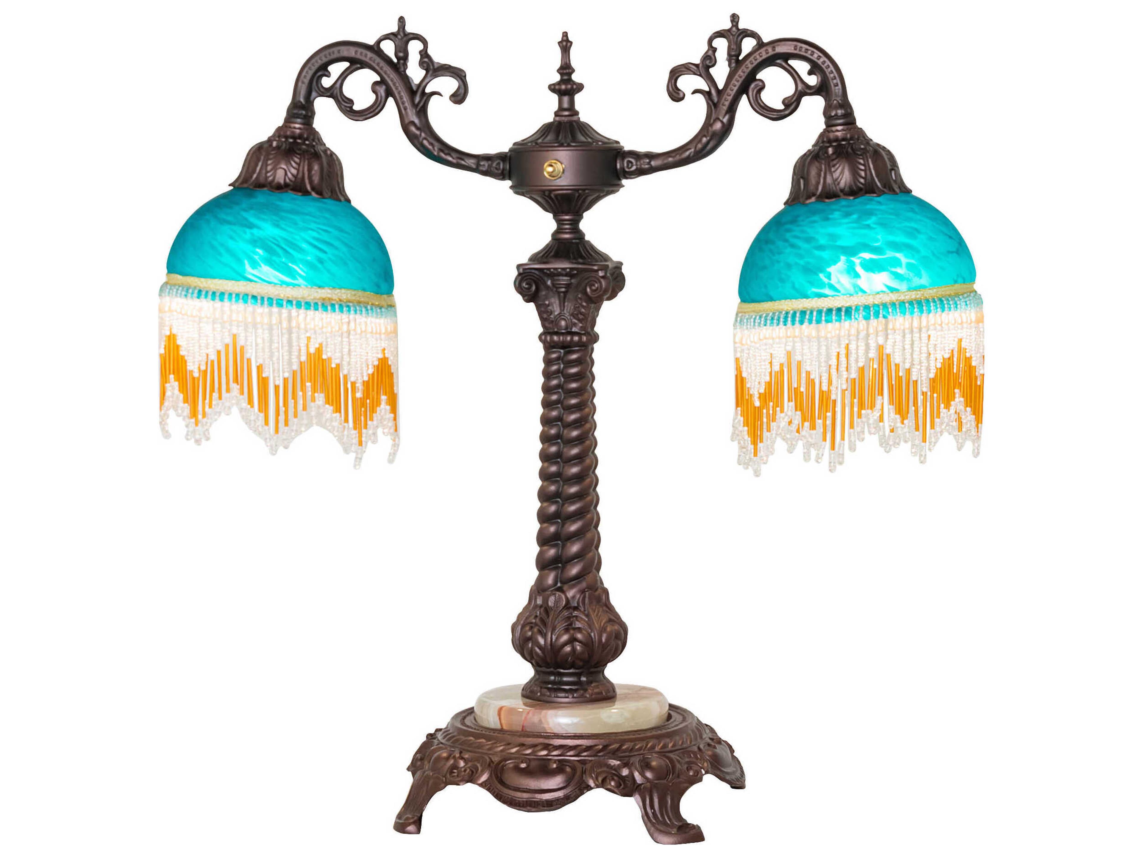 Roussillon Teal Mottled Art Glass Table Lamp