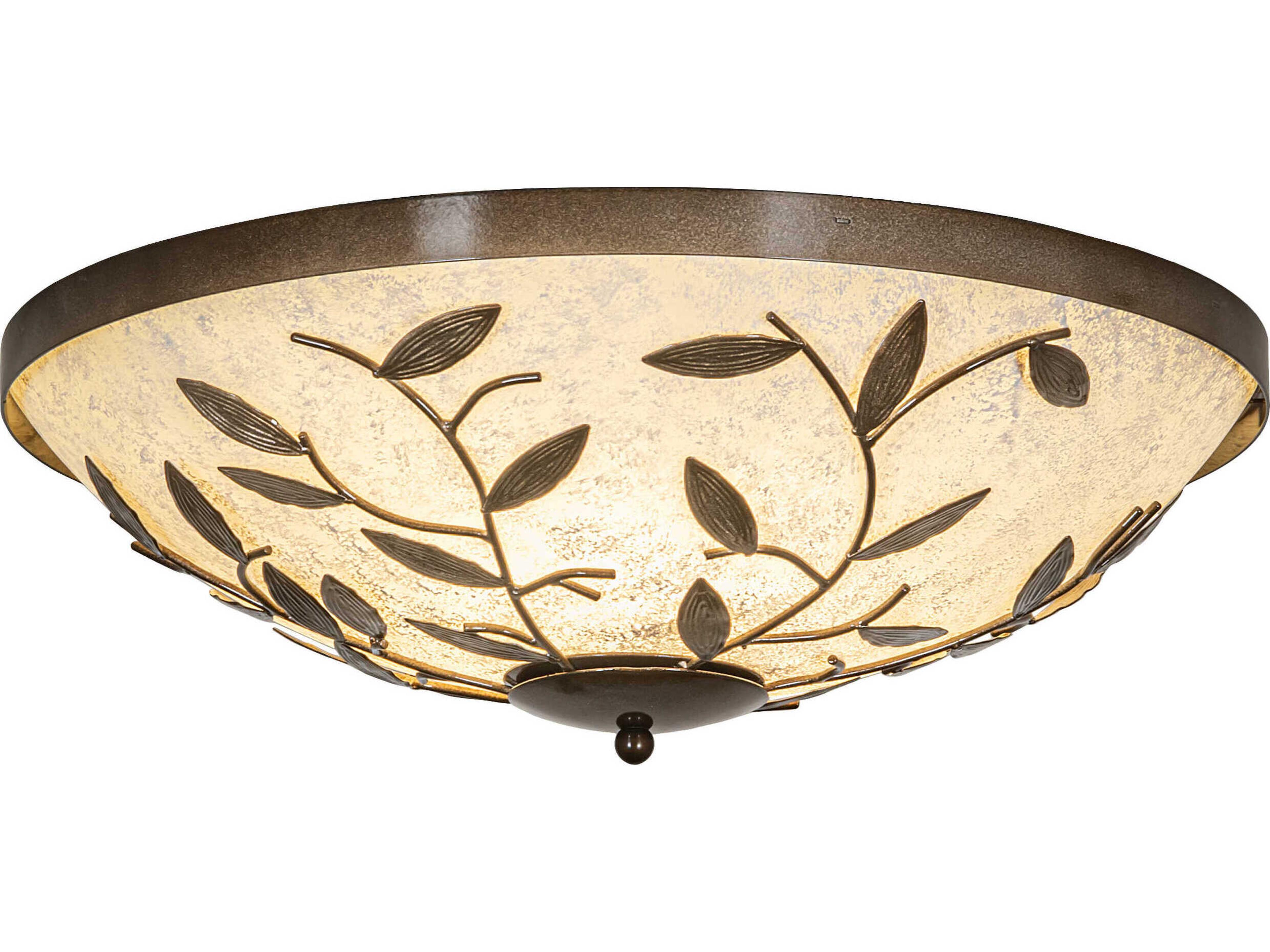 Branches 3-Light Antique Hammered Gold Bowl Round Flush Mount