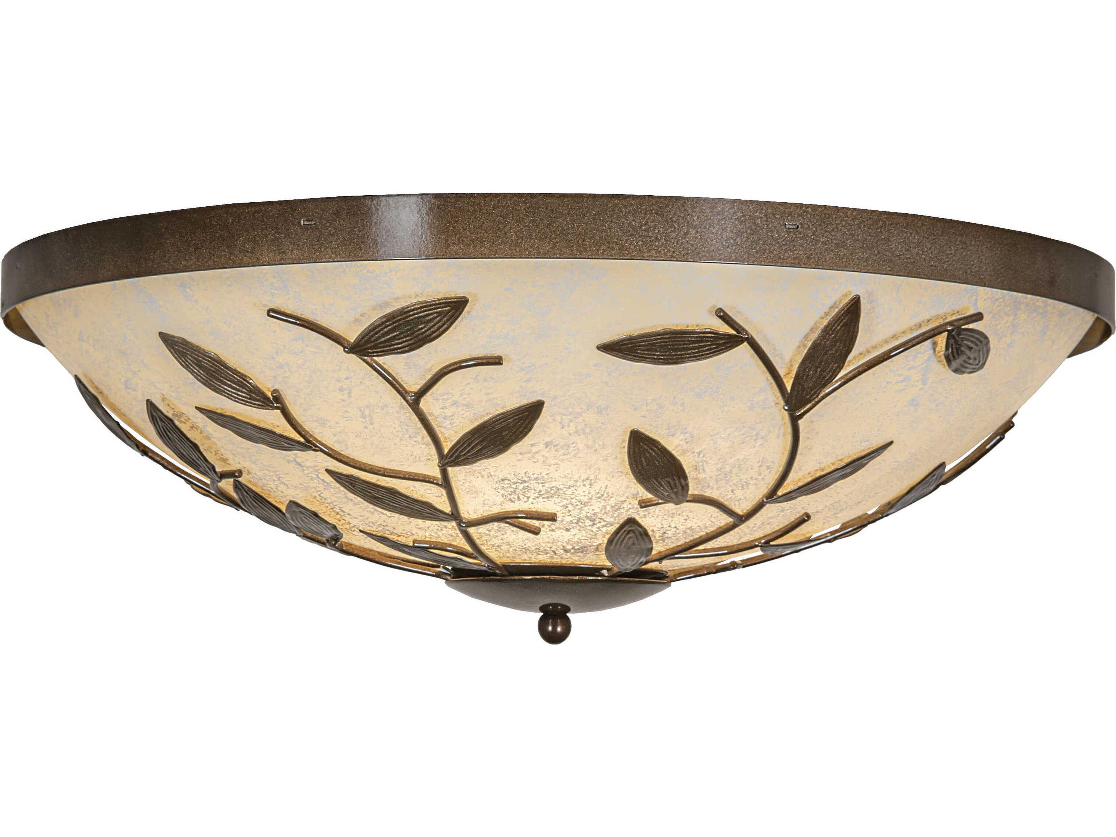 Meyda Branches 3-Light Antique Hammered Gold Bowl Round Flush Mount
