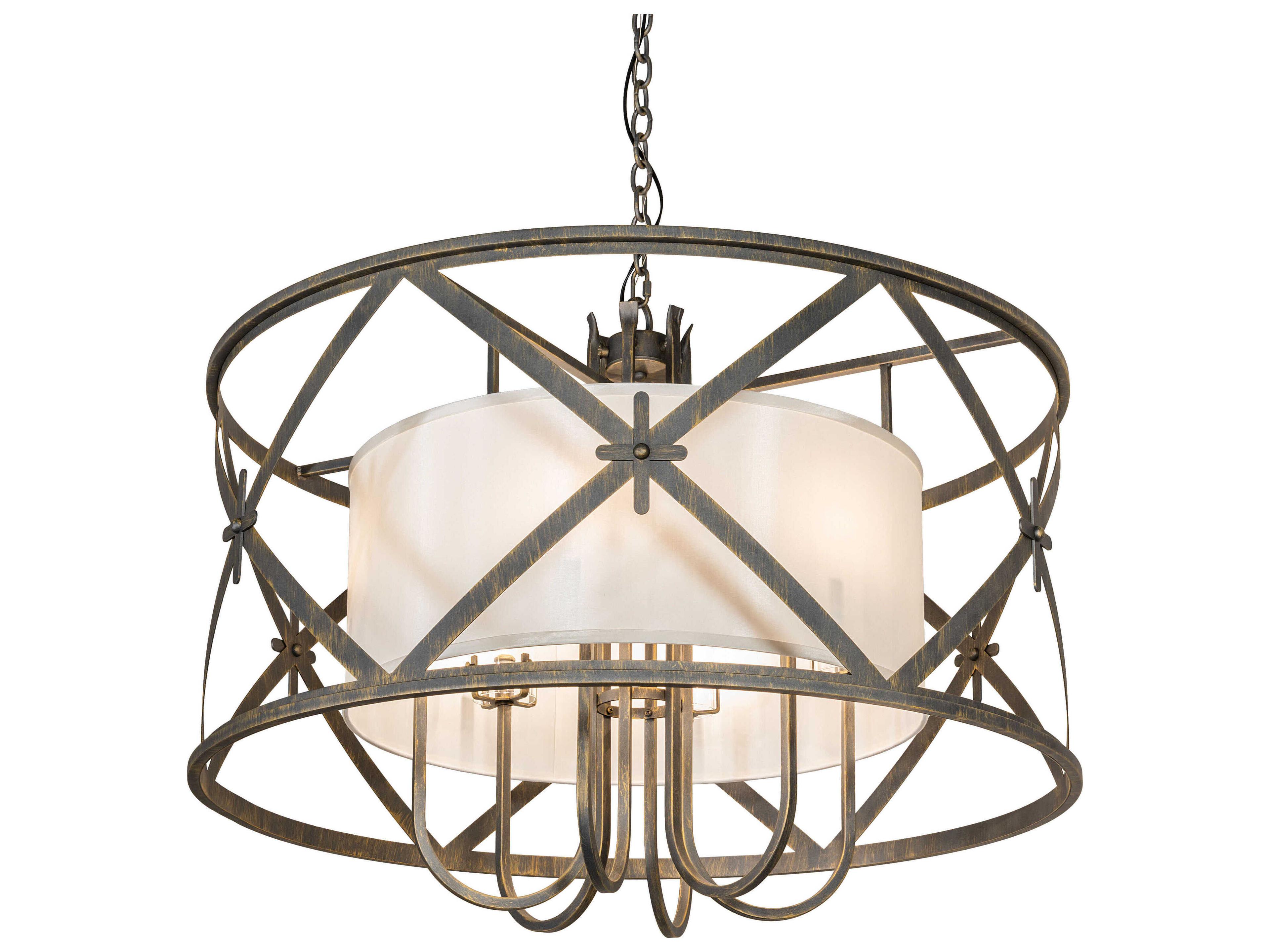 Penelope 6-Light Antique Brass Drum Pendant