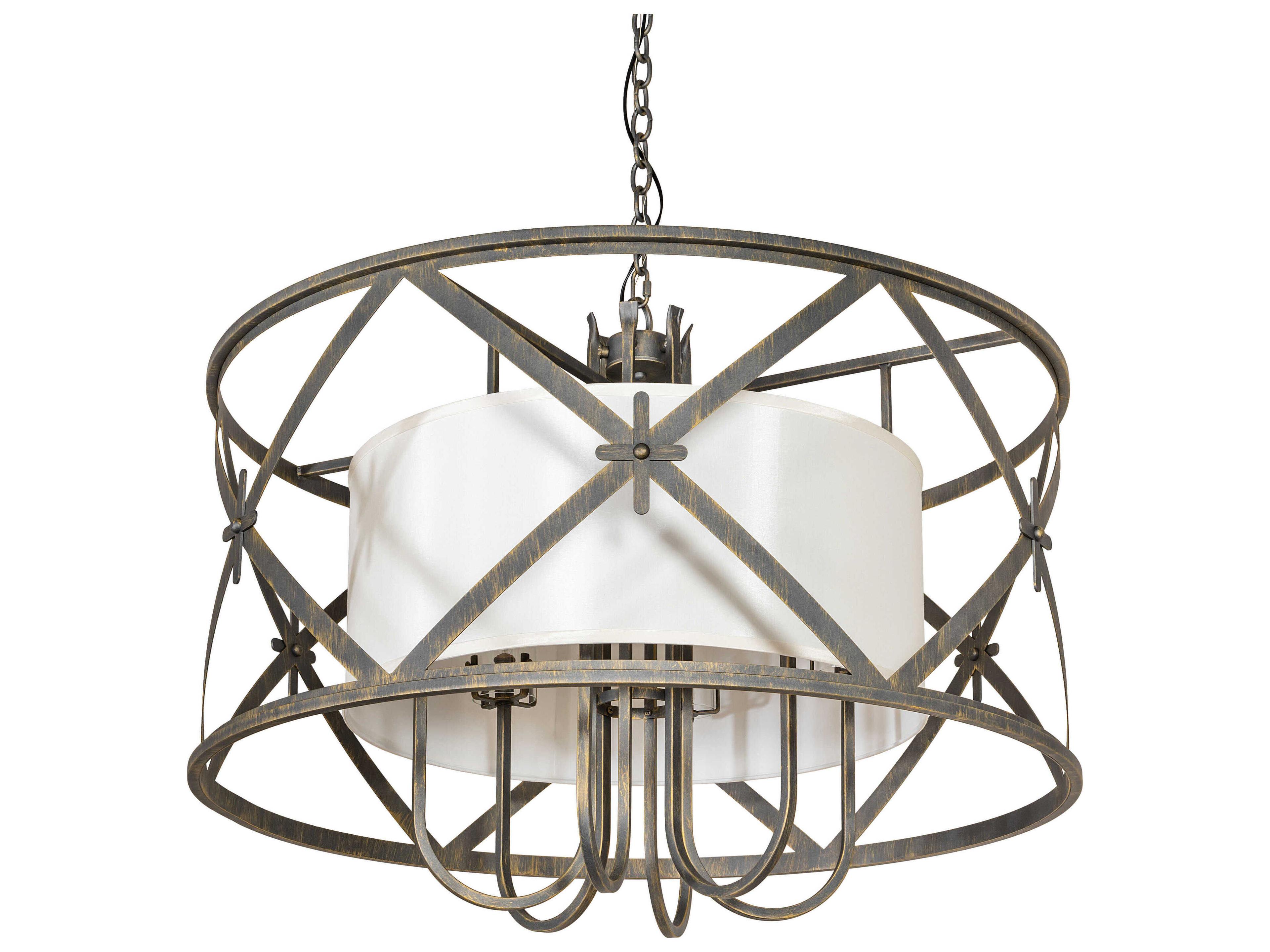 Meyda Penelope 6-Light Antique Brass Drum Pendant