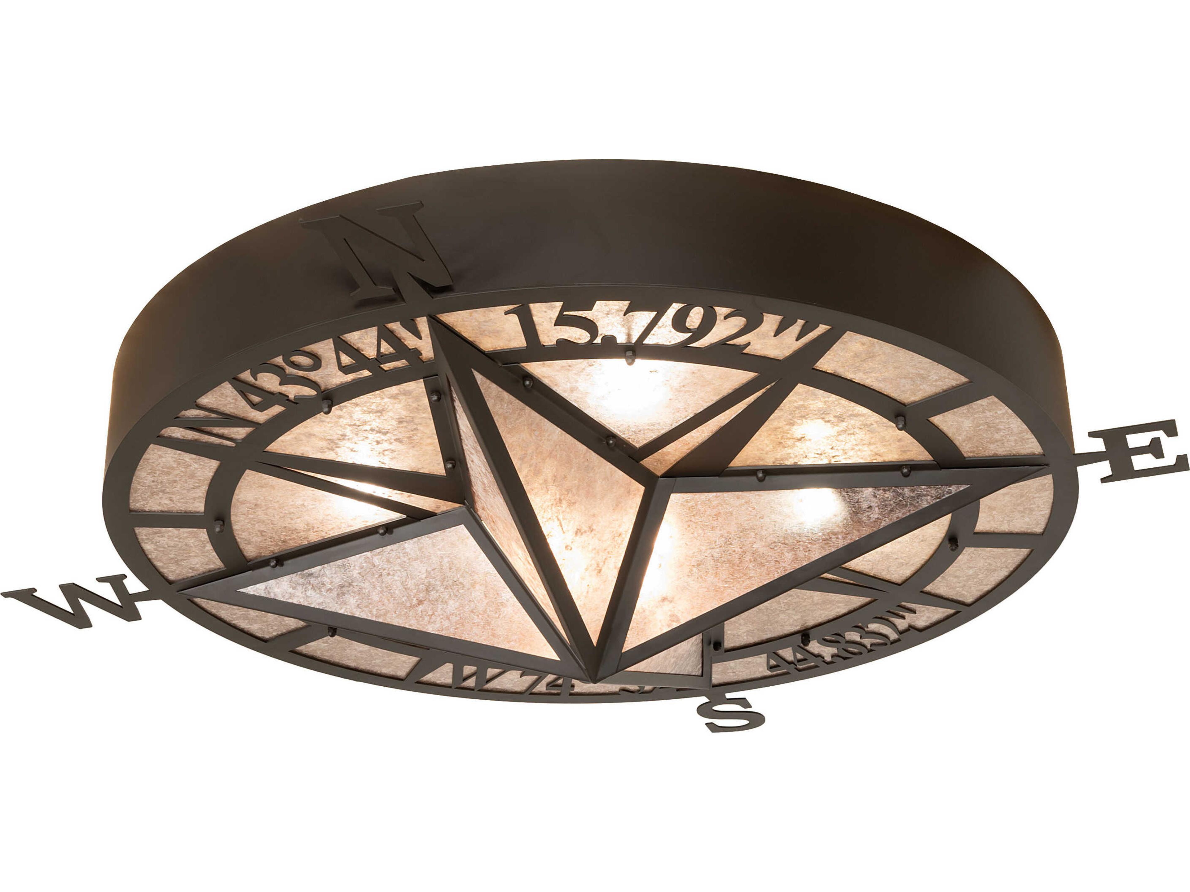 Personalized 4-Light Silver Mica Bronze Traditional Geometric Flush Mount