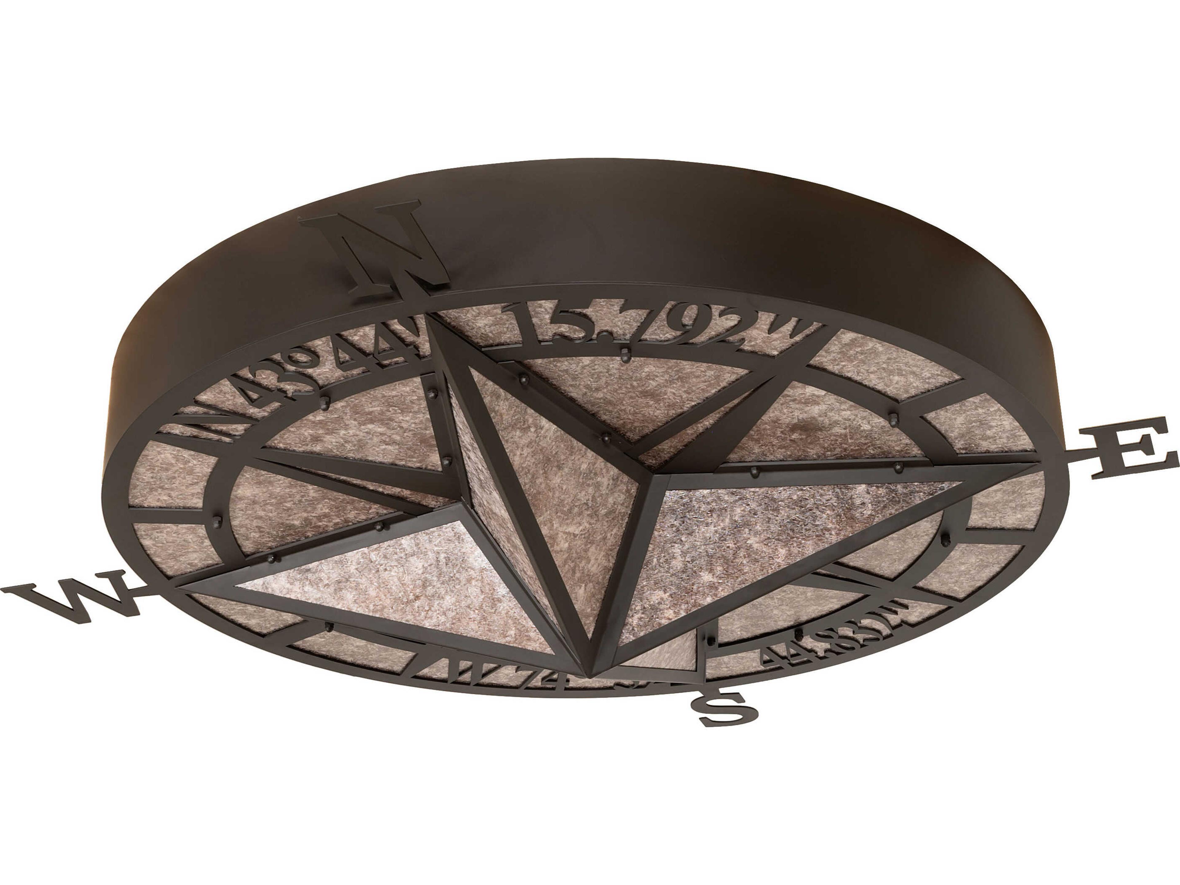 Meyda Personalized 4-Light Silver Mica Bronze Traditional Geometric Flush Mount