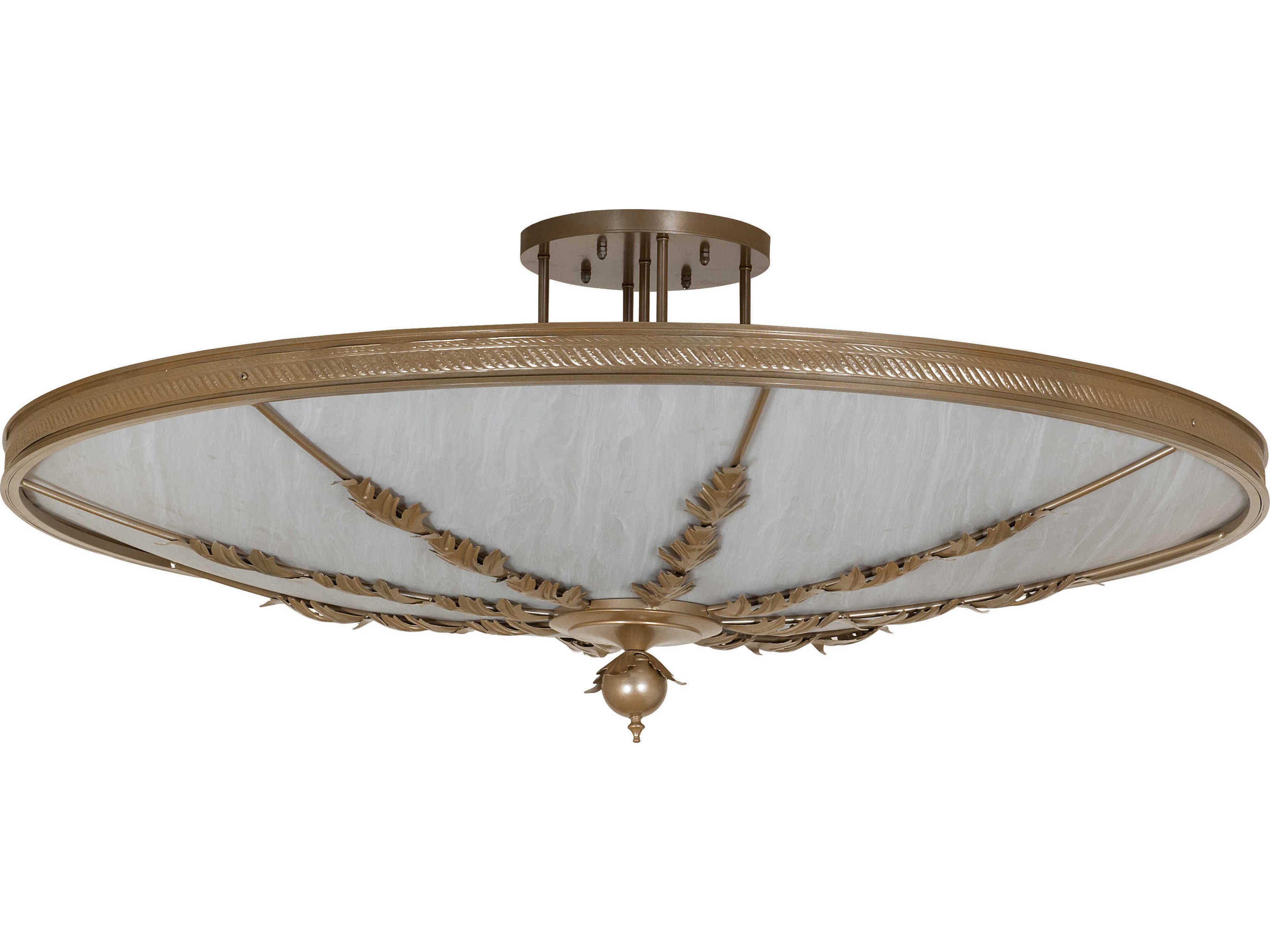 Meyda Hoja 8-Light Champagne Metallic Gold Bowl Semi Flush Mount