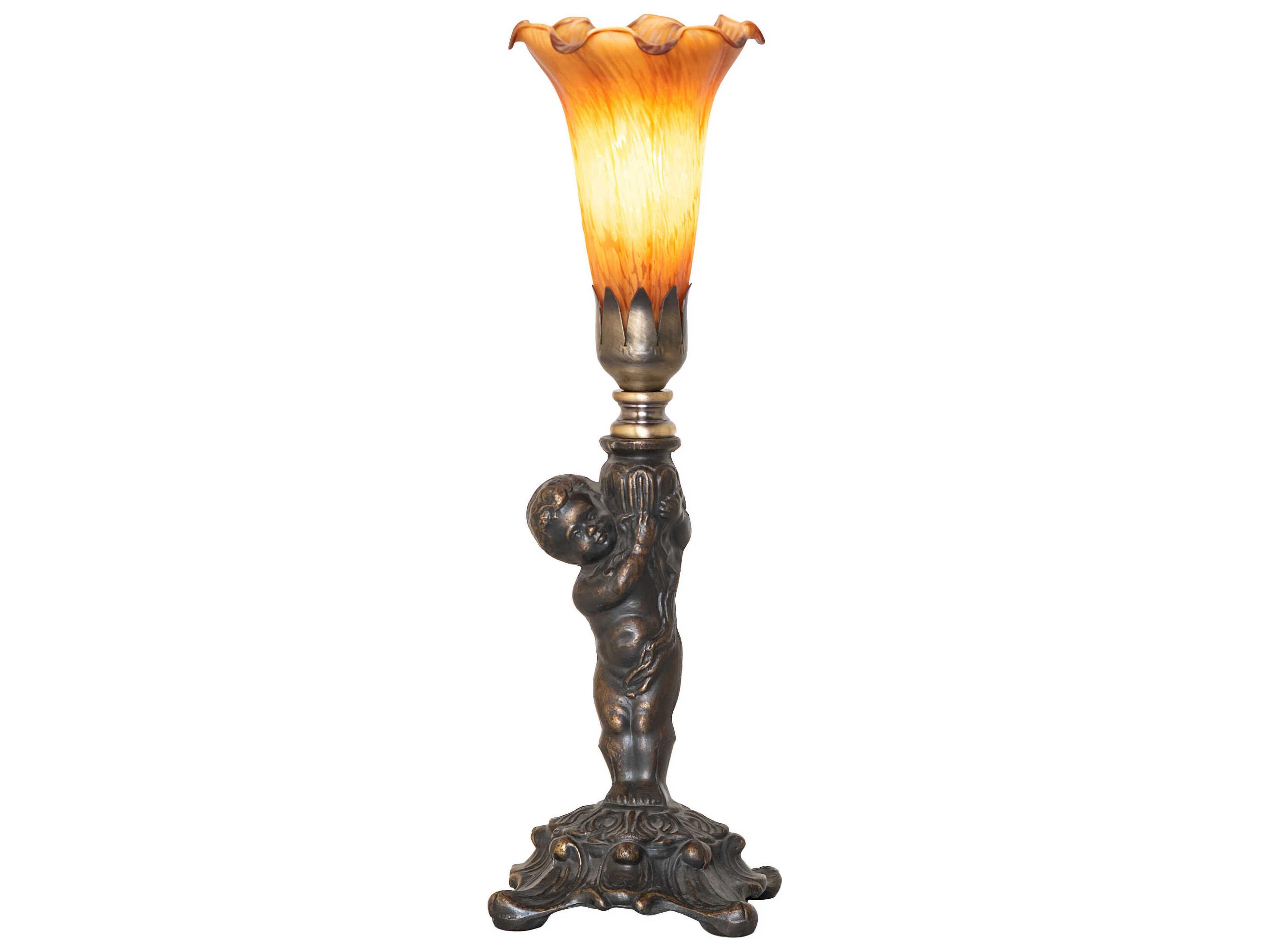 Pond Lily Amber Glass Table Lamp