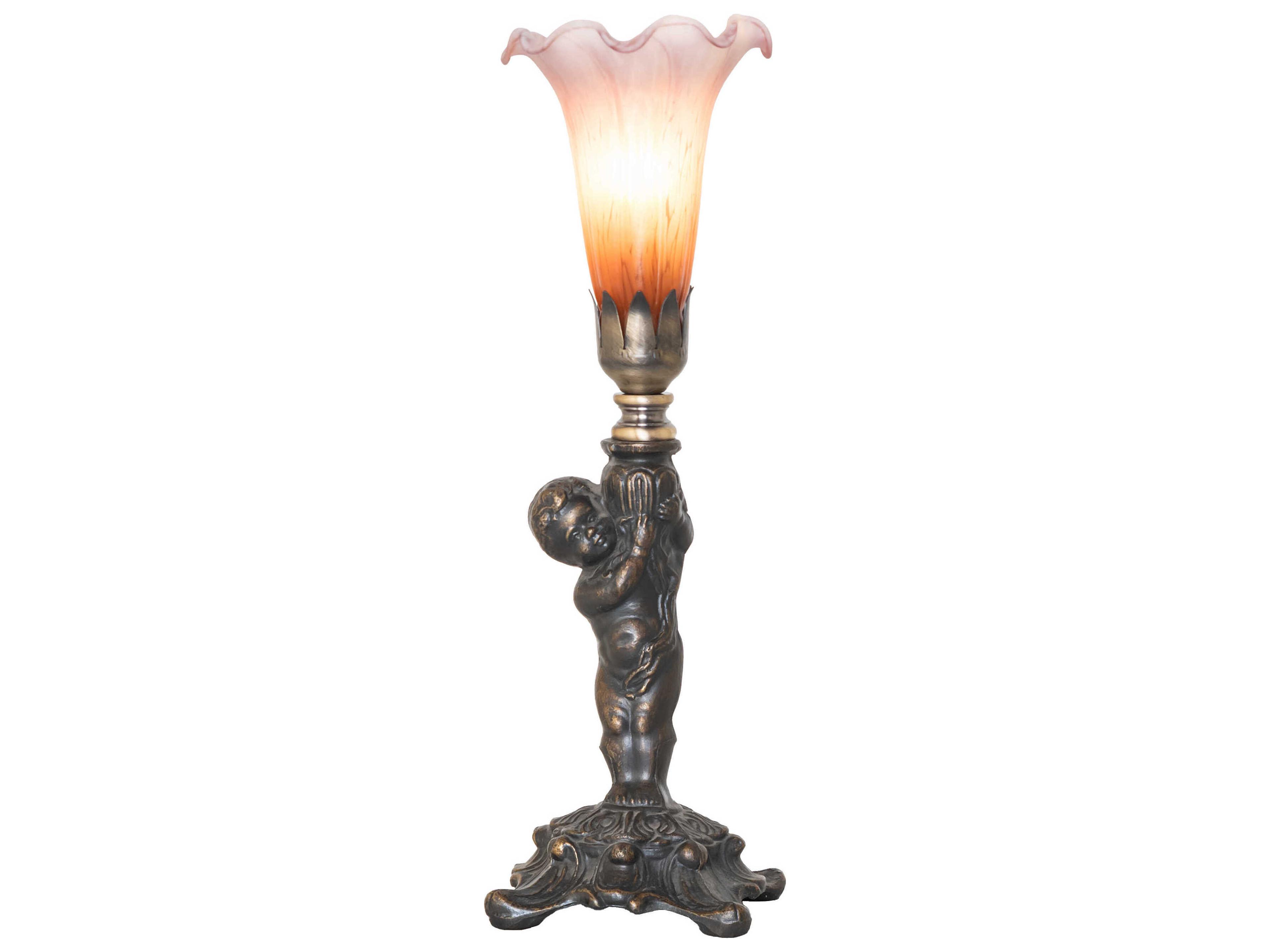 Tiffany Pond Lily Amber / Purple Glass Table Lamp