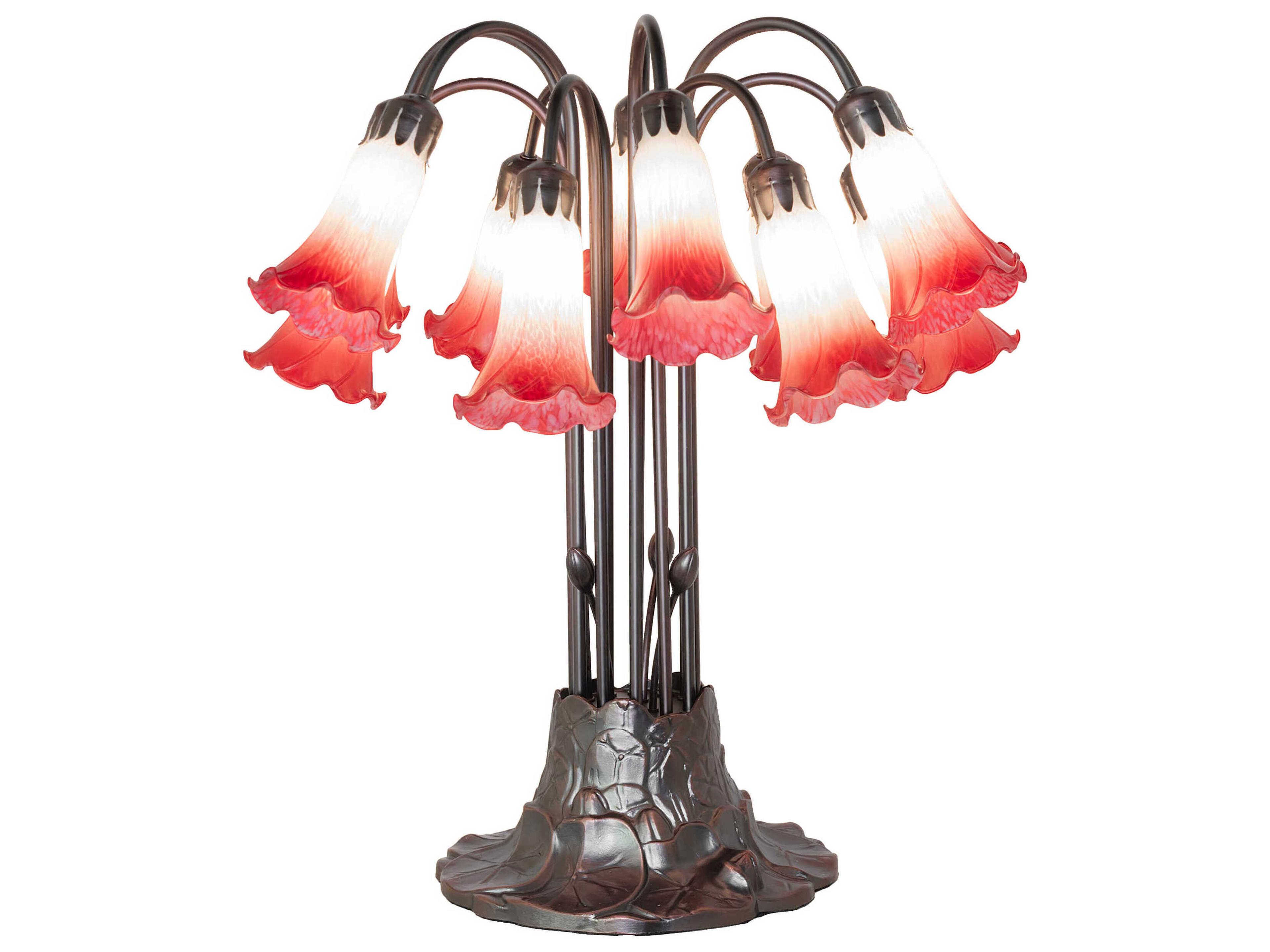Tiffany Pond Lily Pink / White Glass Table Lamp
