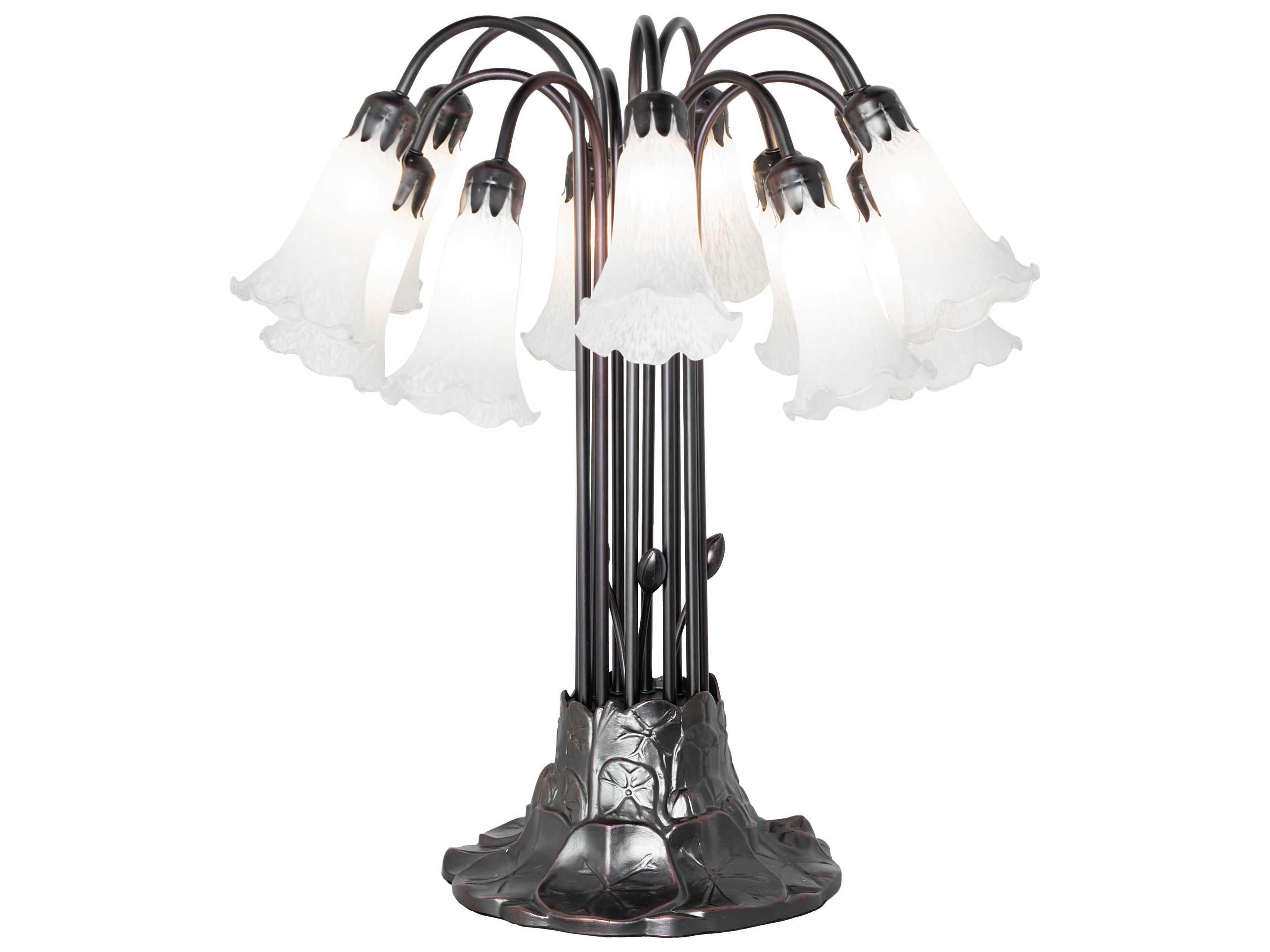 Tiffany Pond Lily White Glass Table Lamp