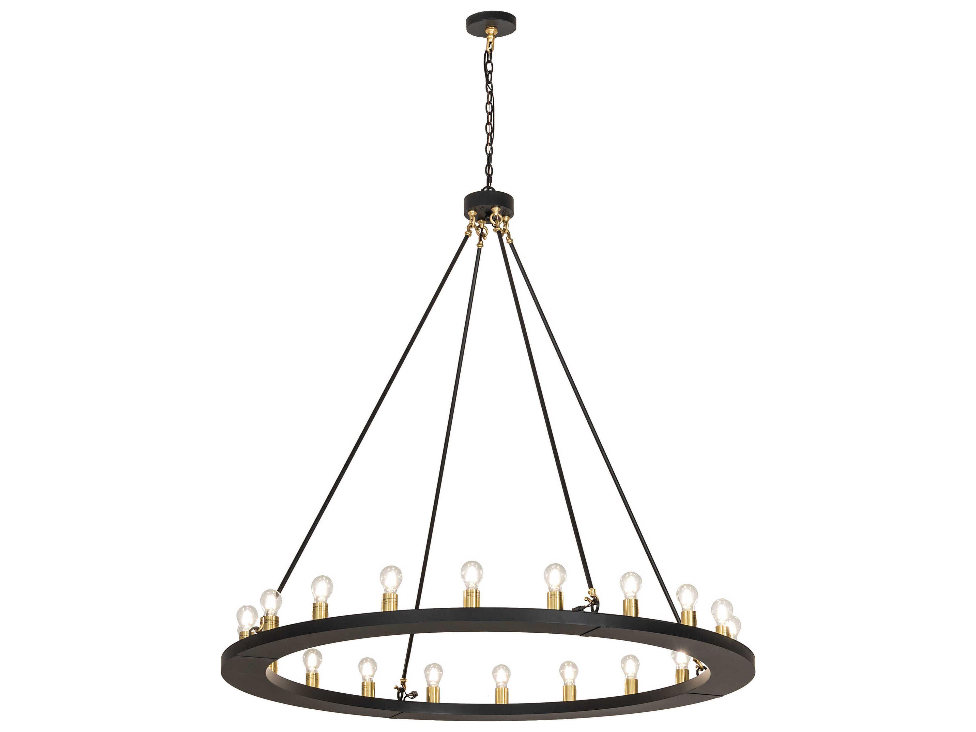 Meyda Loxley 20-Light Solar Black W Brushed Brass Round Chandelier