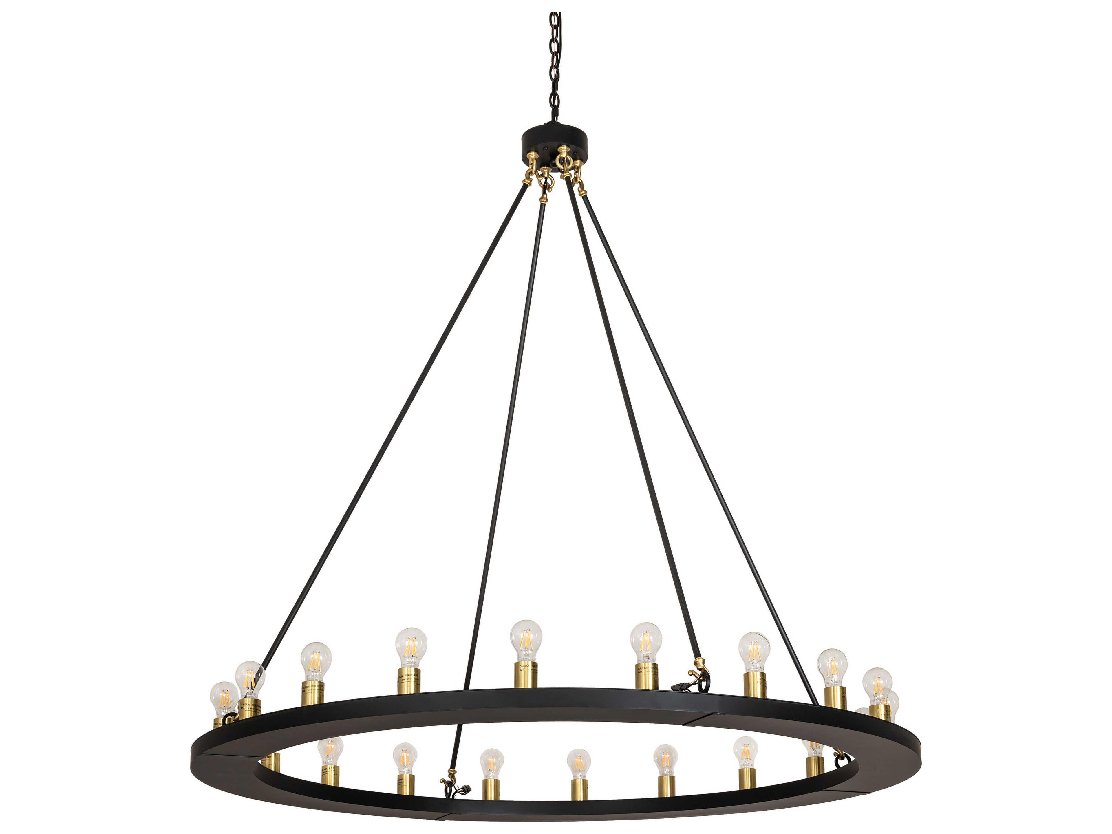 Meyda Loxley 20-Light Solar Black W Brushed Brass Round Chandelier