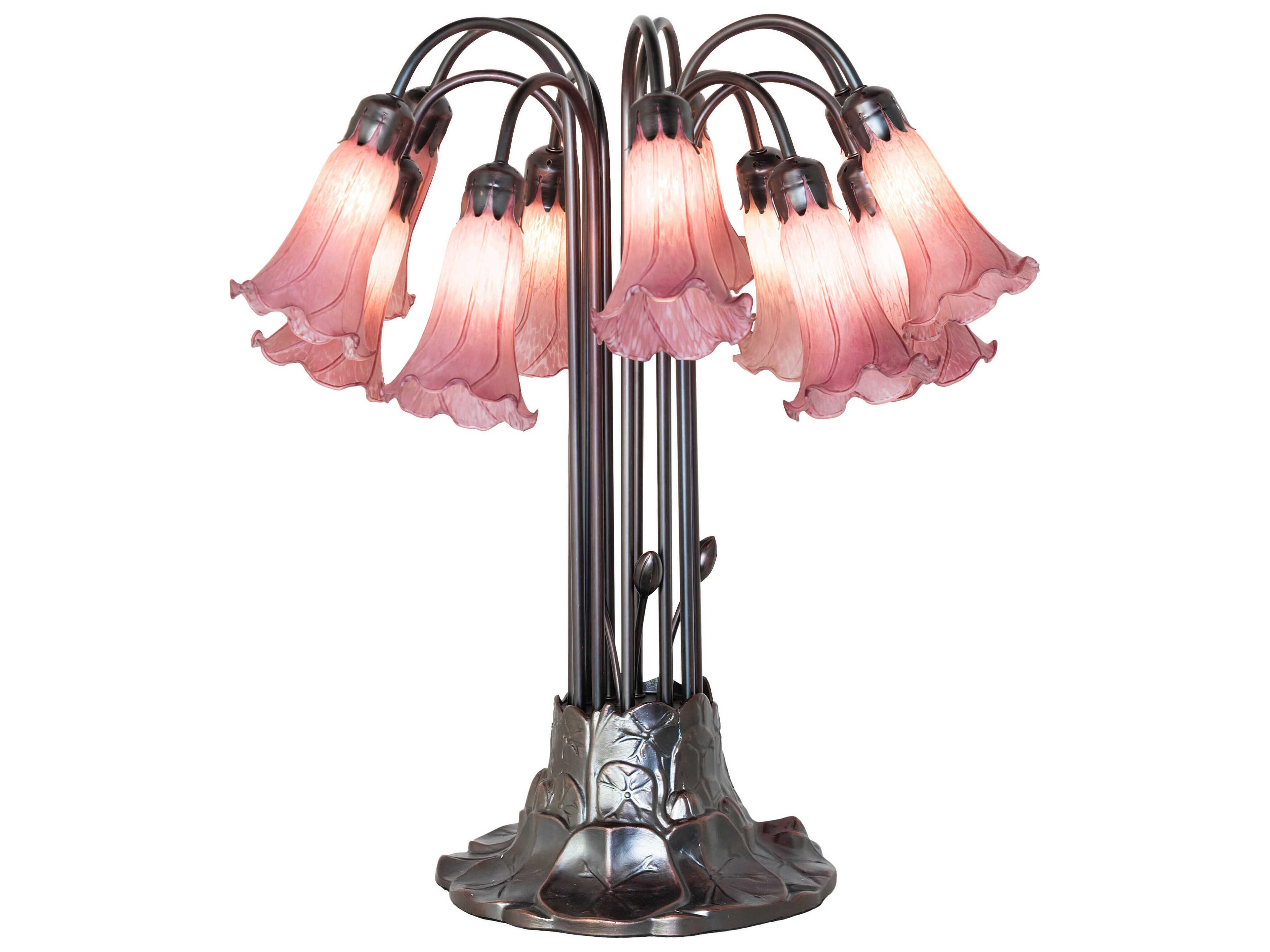 Tiffany Pond Lily Lavender Glass Table Lamp