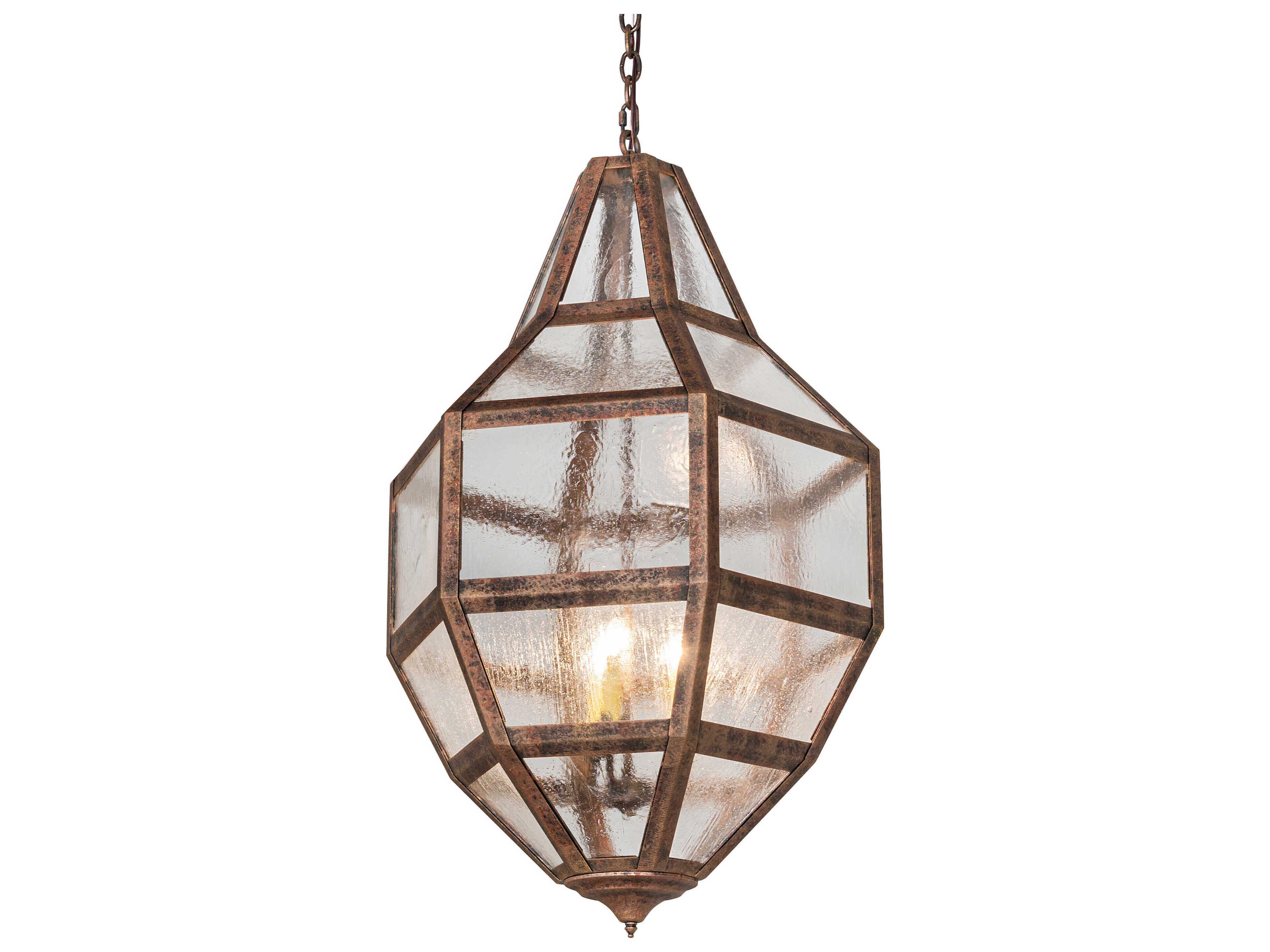 Cage 3-Light Rococco Bronze Traditional Geometric Pendant