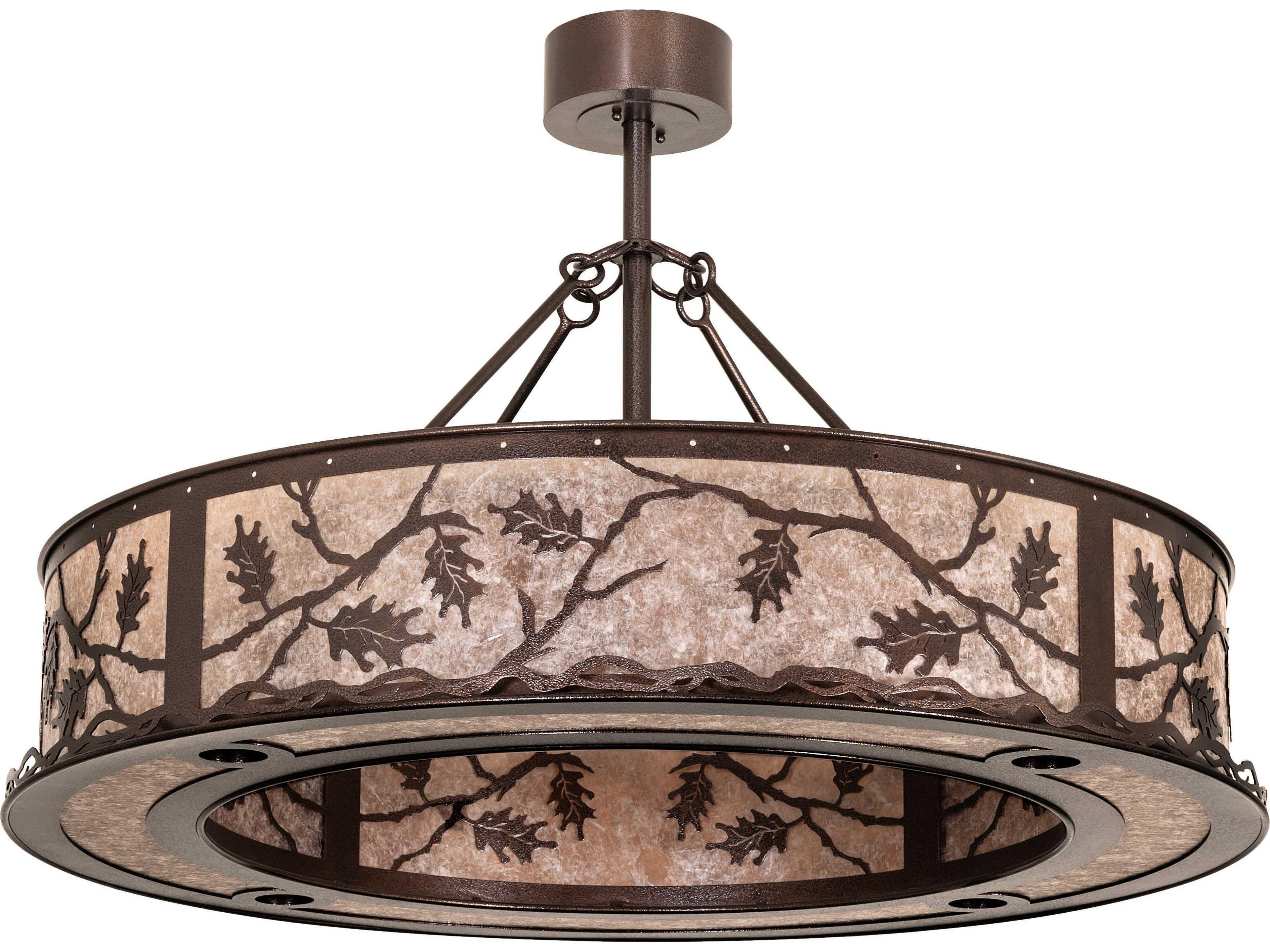 Meyda Oak Leaf 12-Light Copper Vein Round Pendant