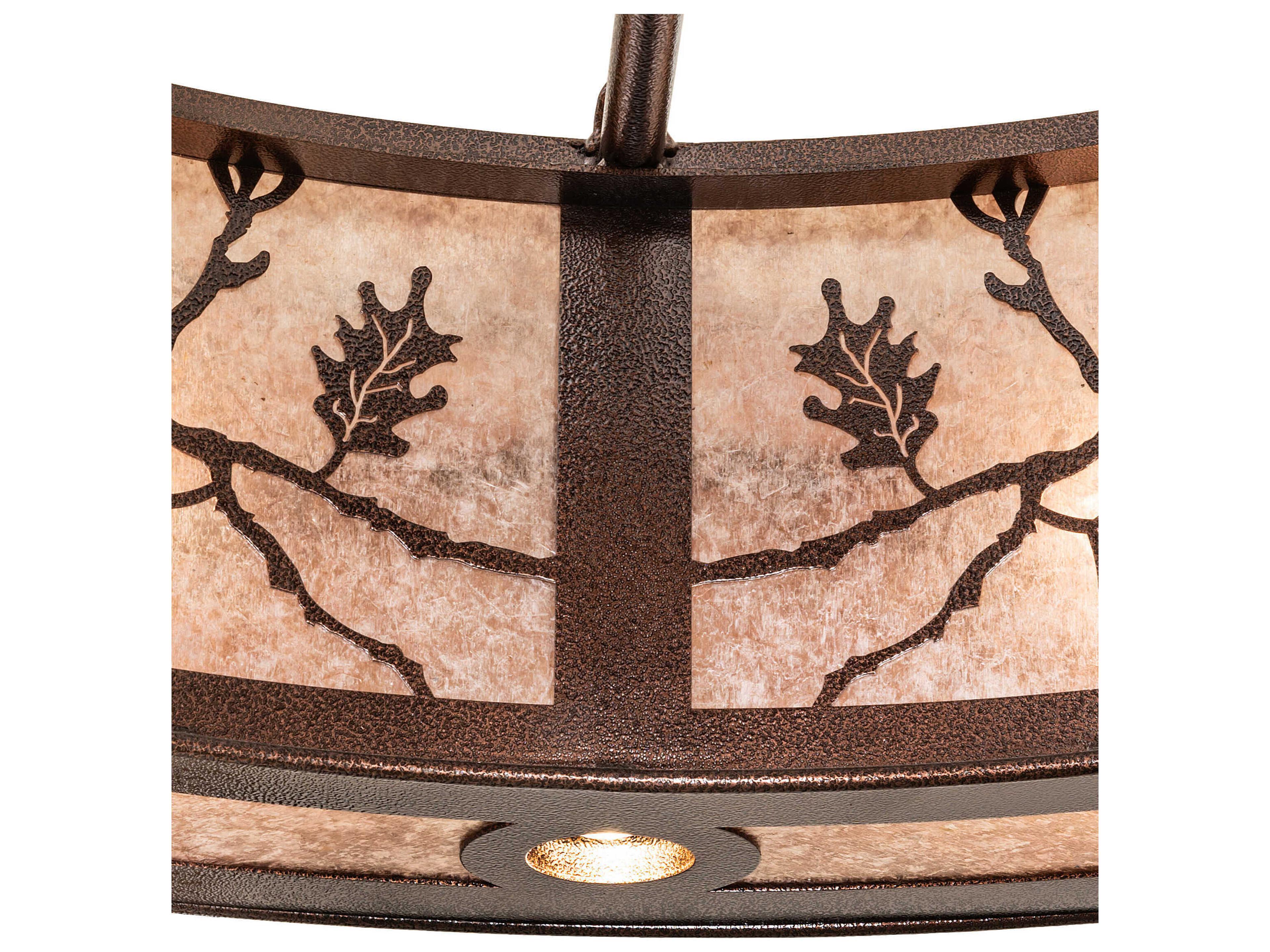 Meyda Oak Leaf 12-Light Copper Vein Round Pendant