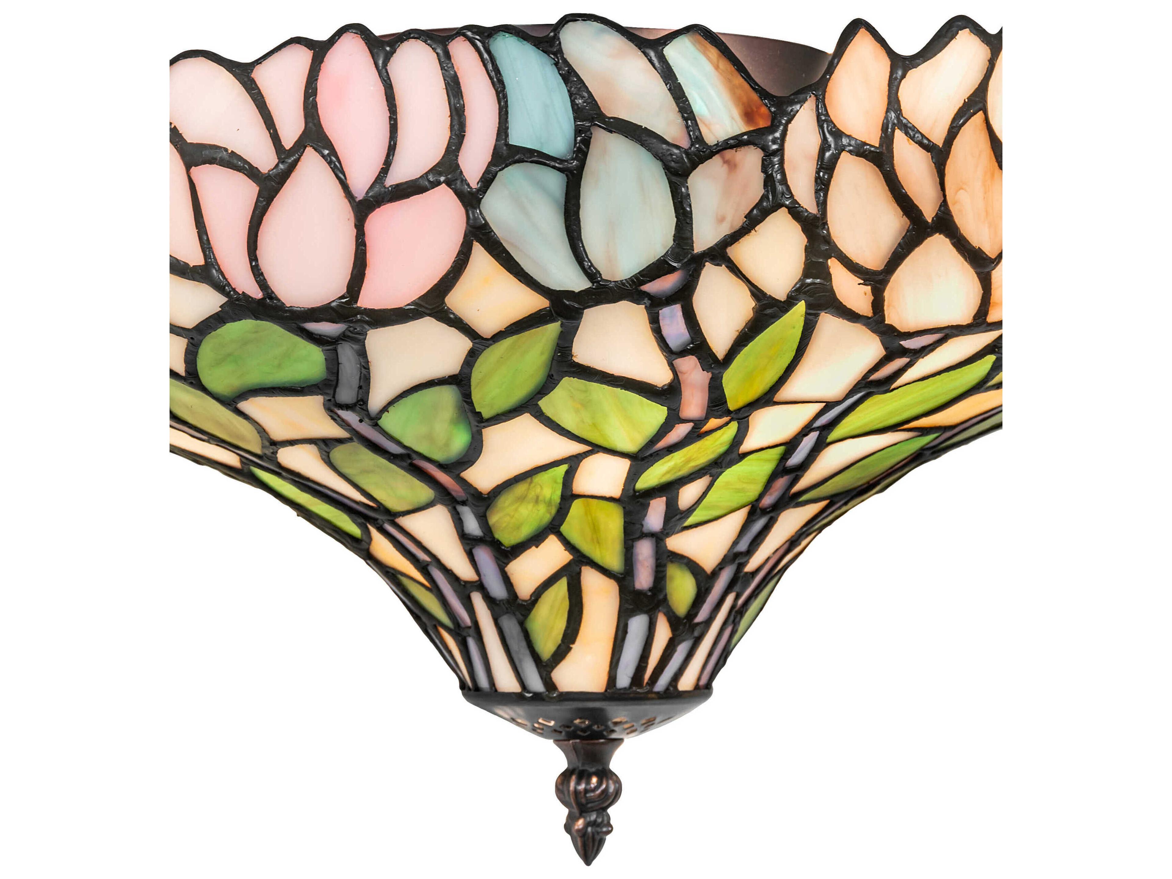 Meyda Wisteria 3-Light Mahogany Bronze Traditional Flush Mount