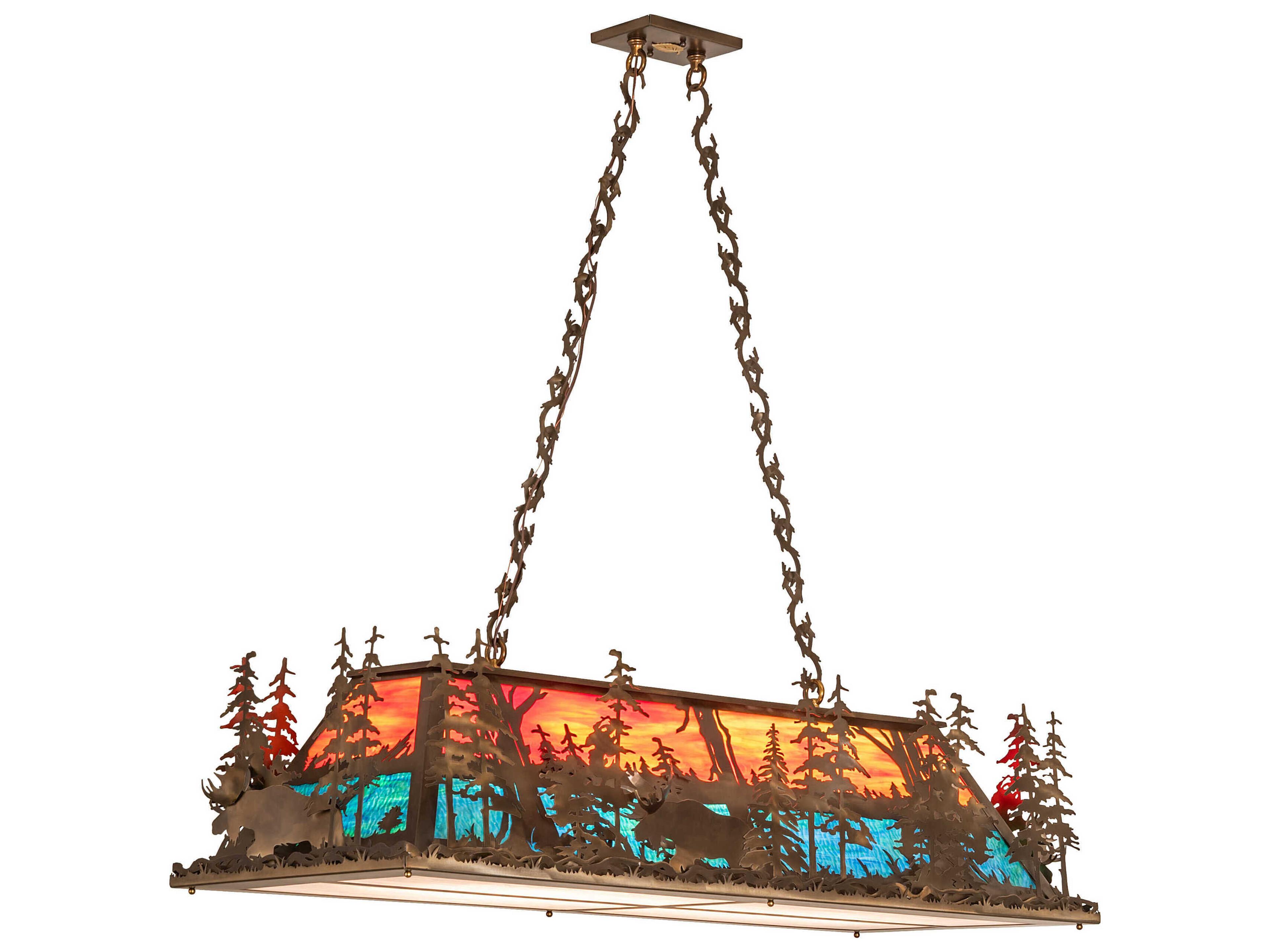 Moose Through The Trees 6-Light Antique Copper Island Pendant