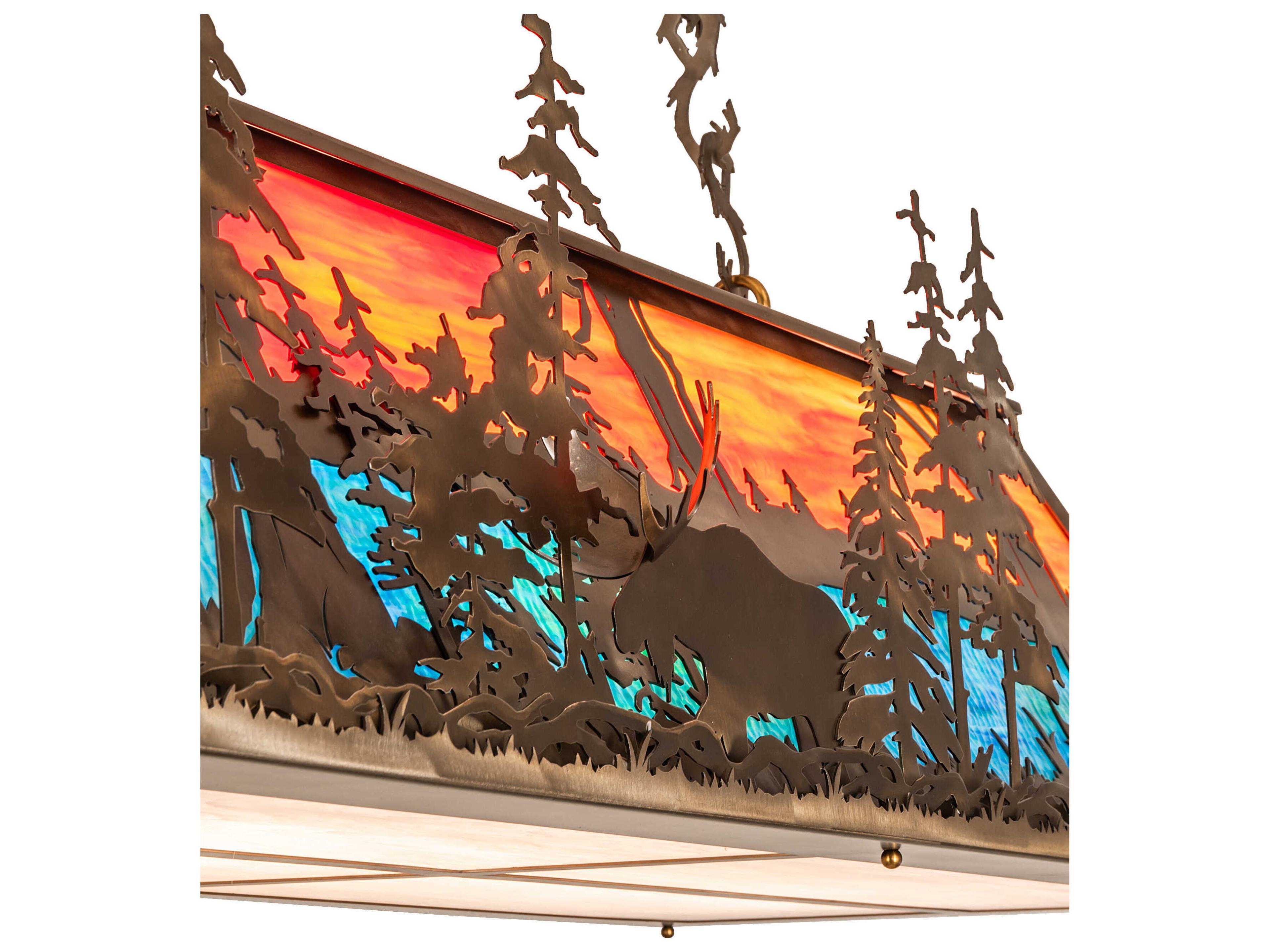 Meyda Moose Through The Trees 6-Light Antique Copper Island Pendant