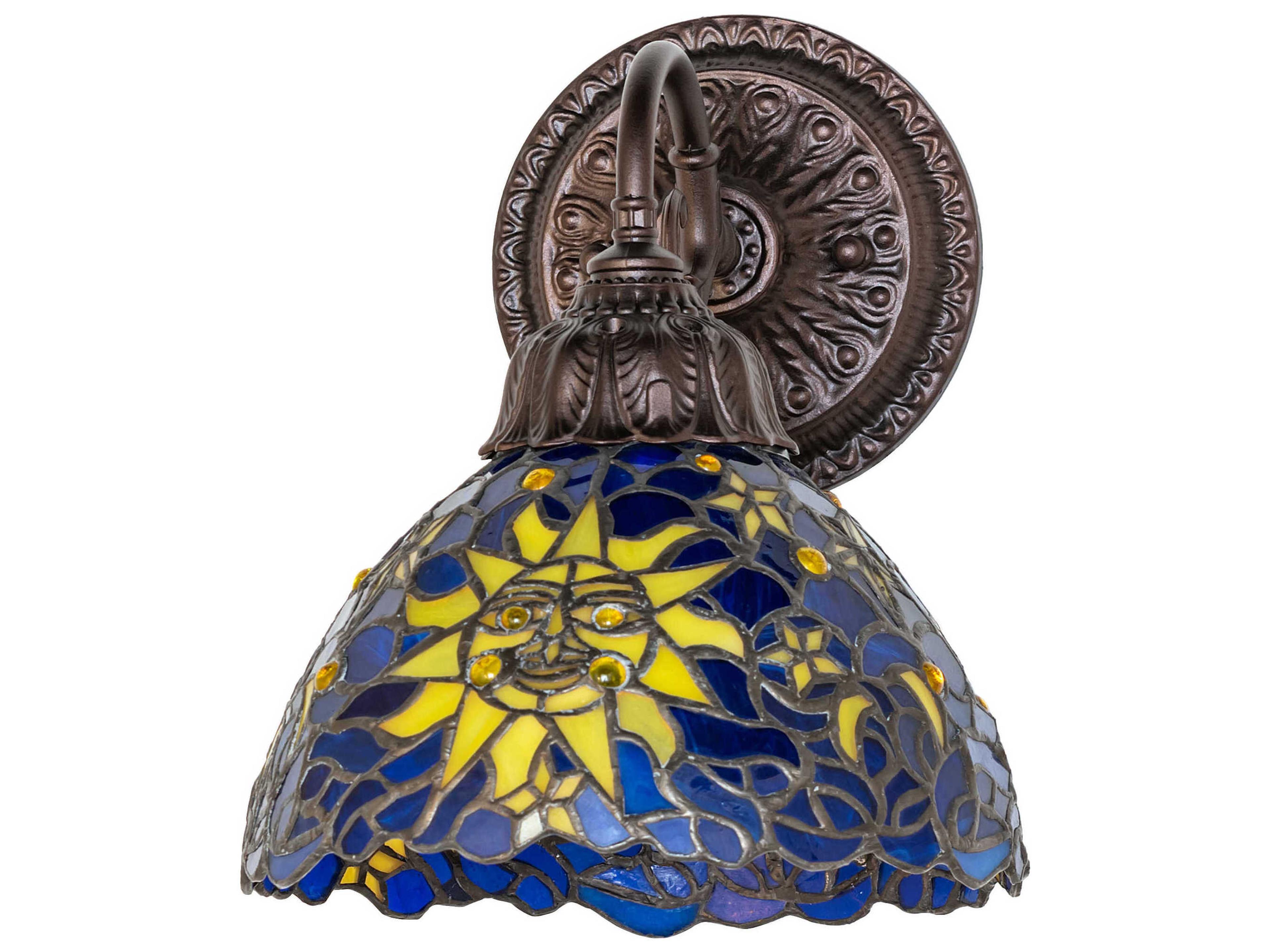 Meyda Sun Moon Stars 1-Light Mahogany Bronze Traditional Wall Sconce