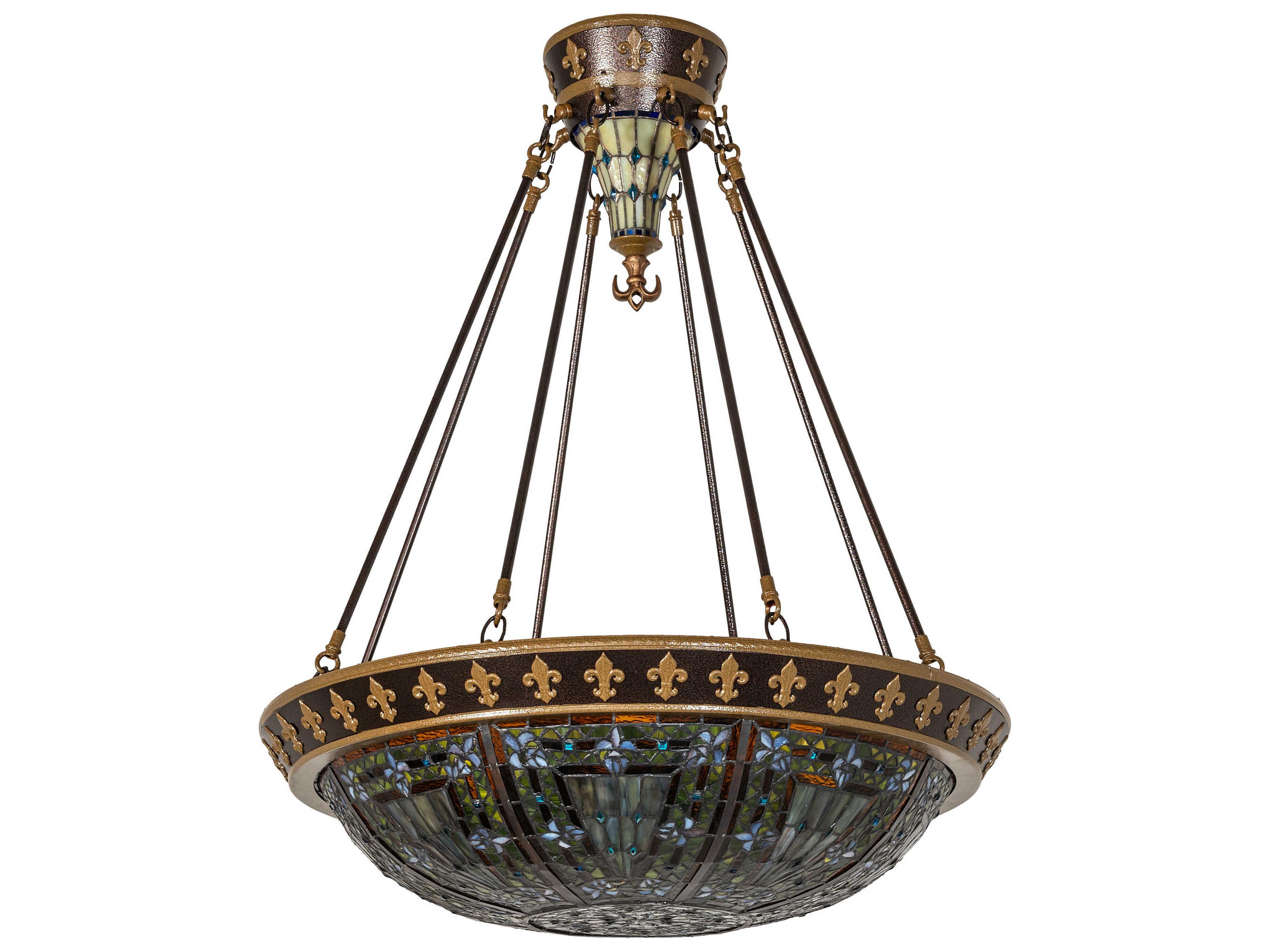 Meyda Fleur-de-lis 4-Light Copper Vein Nu Gold Traditional Bowl Semi Flush Mount