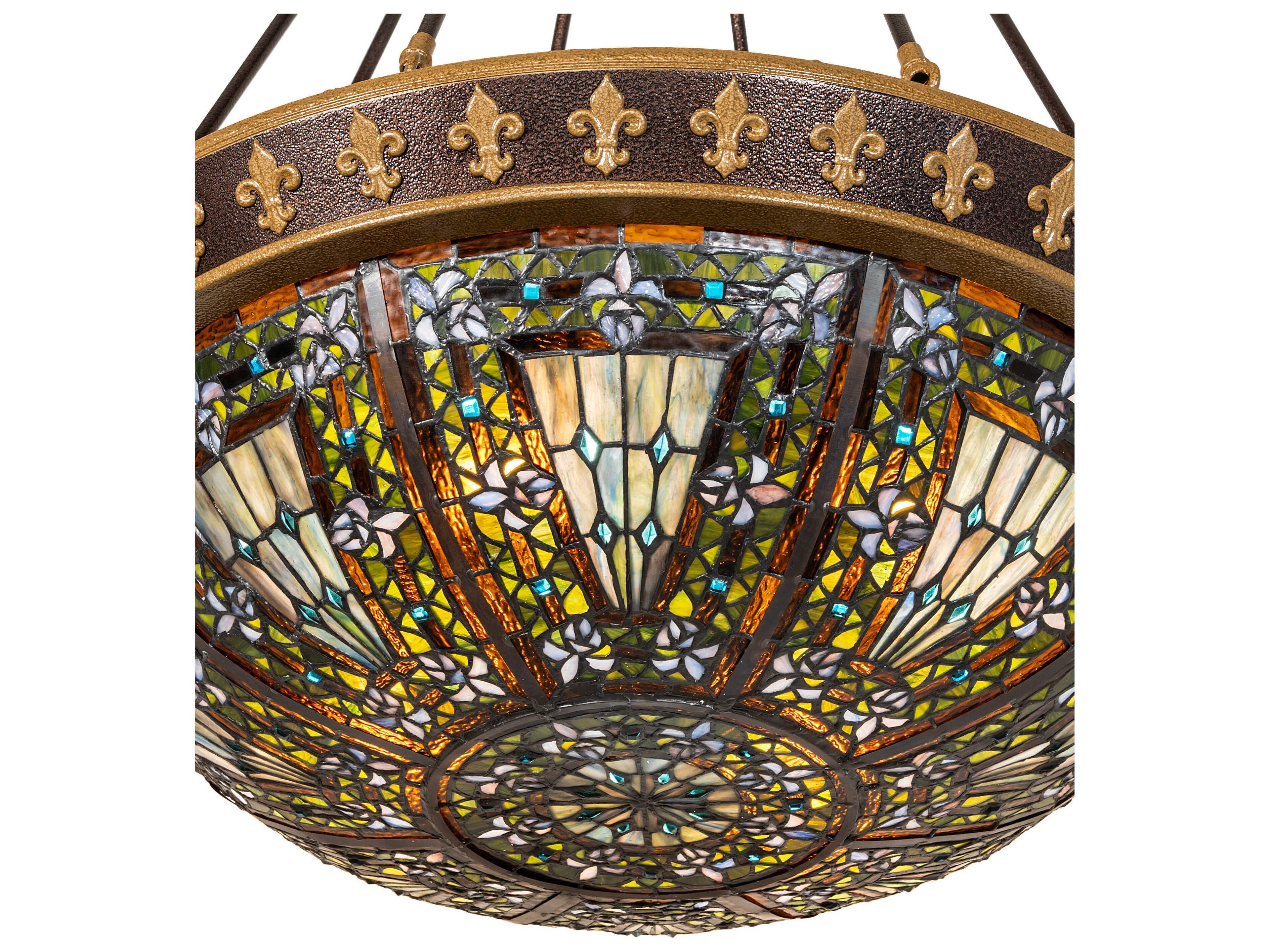 Meyda Fleur-de-lis 4-Light Copper Vein Nu Gold Traditional Bowl Semi Flush Mount