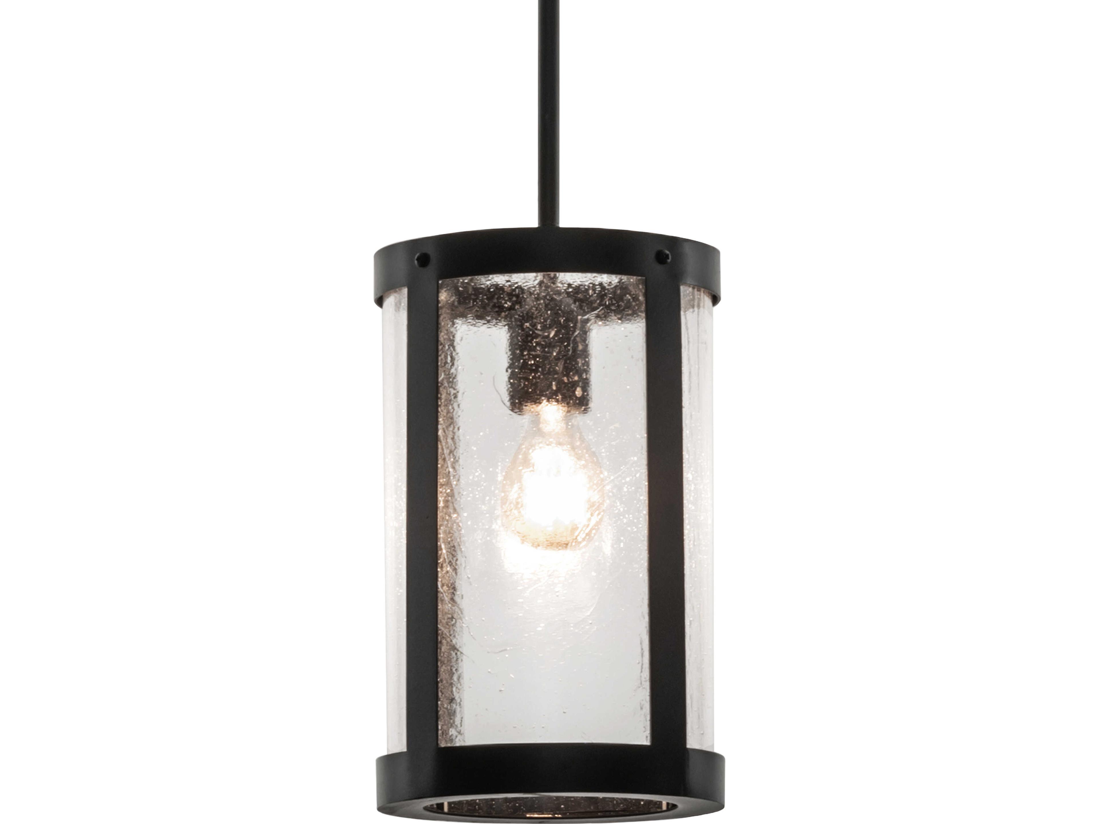 Villa 1-Light Clear Seeded Glass Black Mini Pendant