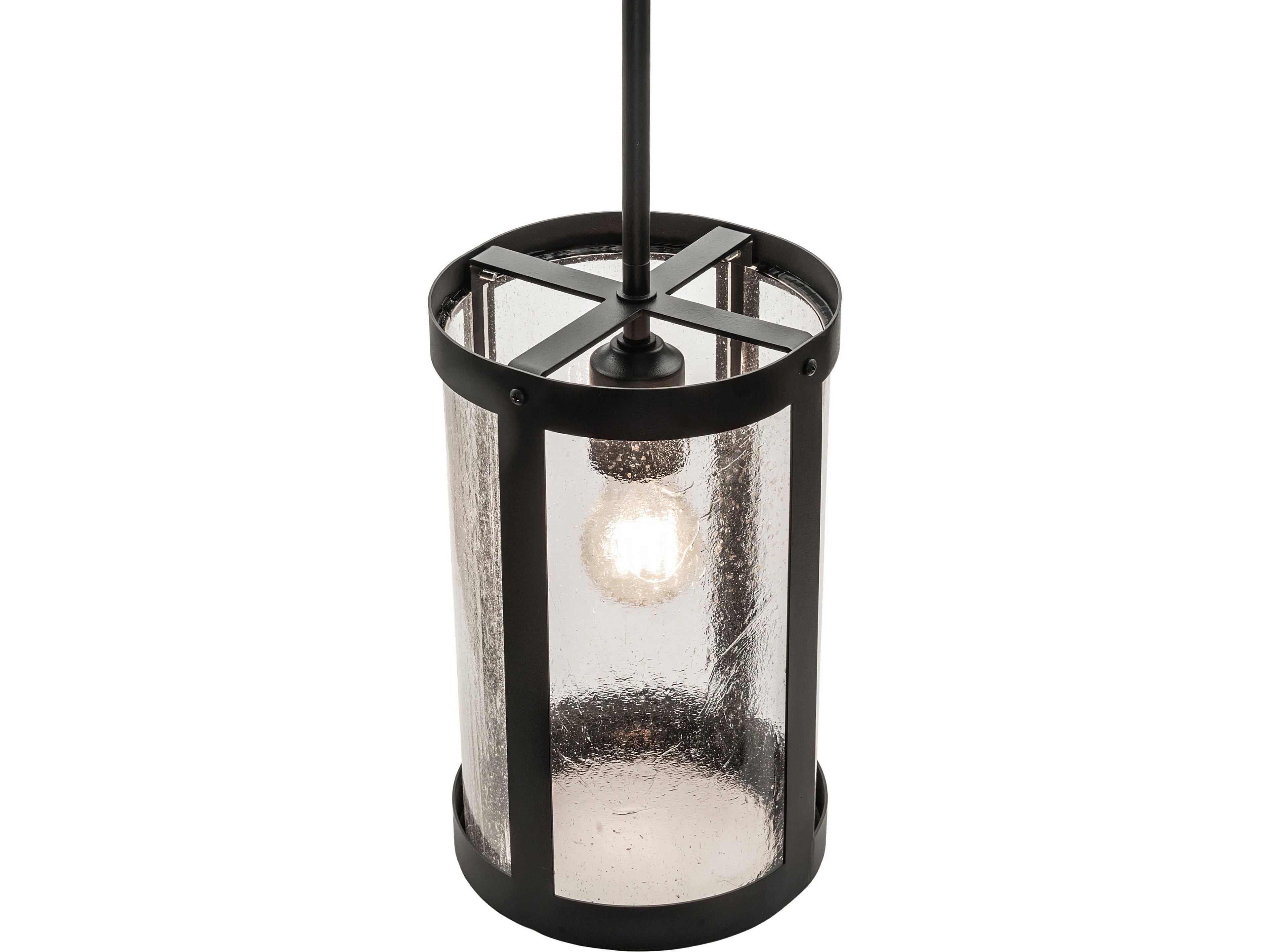 Meyda Villa 1-Light Clear Seeded Glass Black Mini Pendant