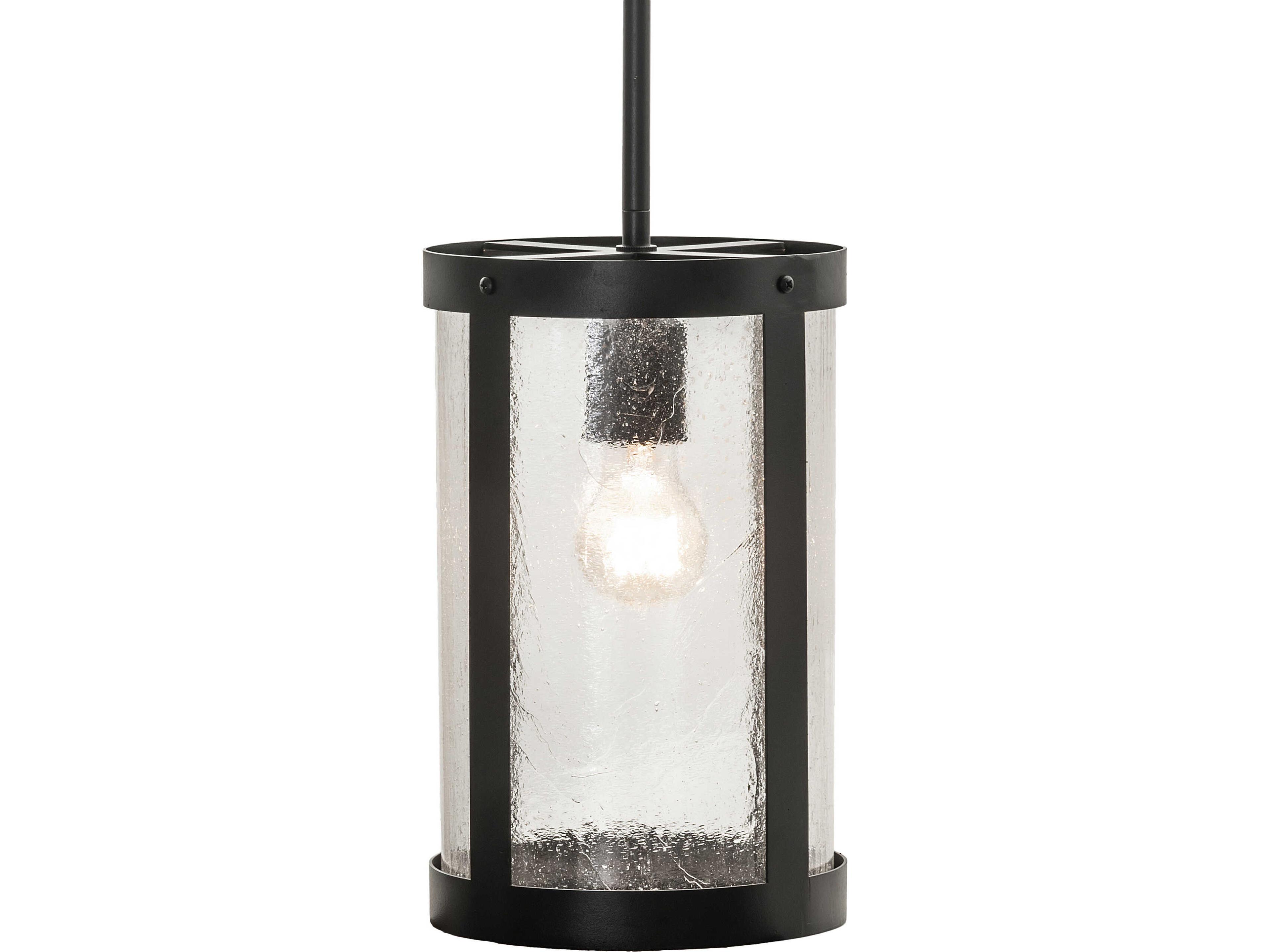 Meyda Villa 1-Light Clear Seeded Glass Black Mini Pendant